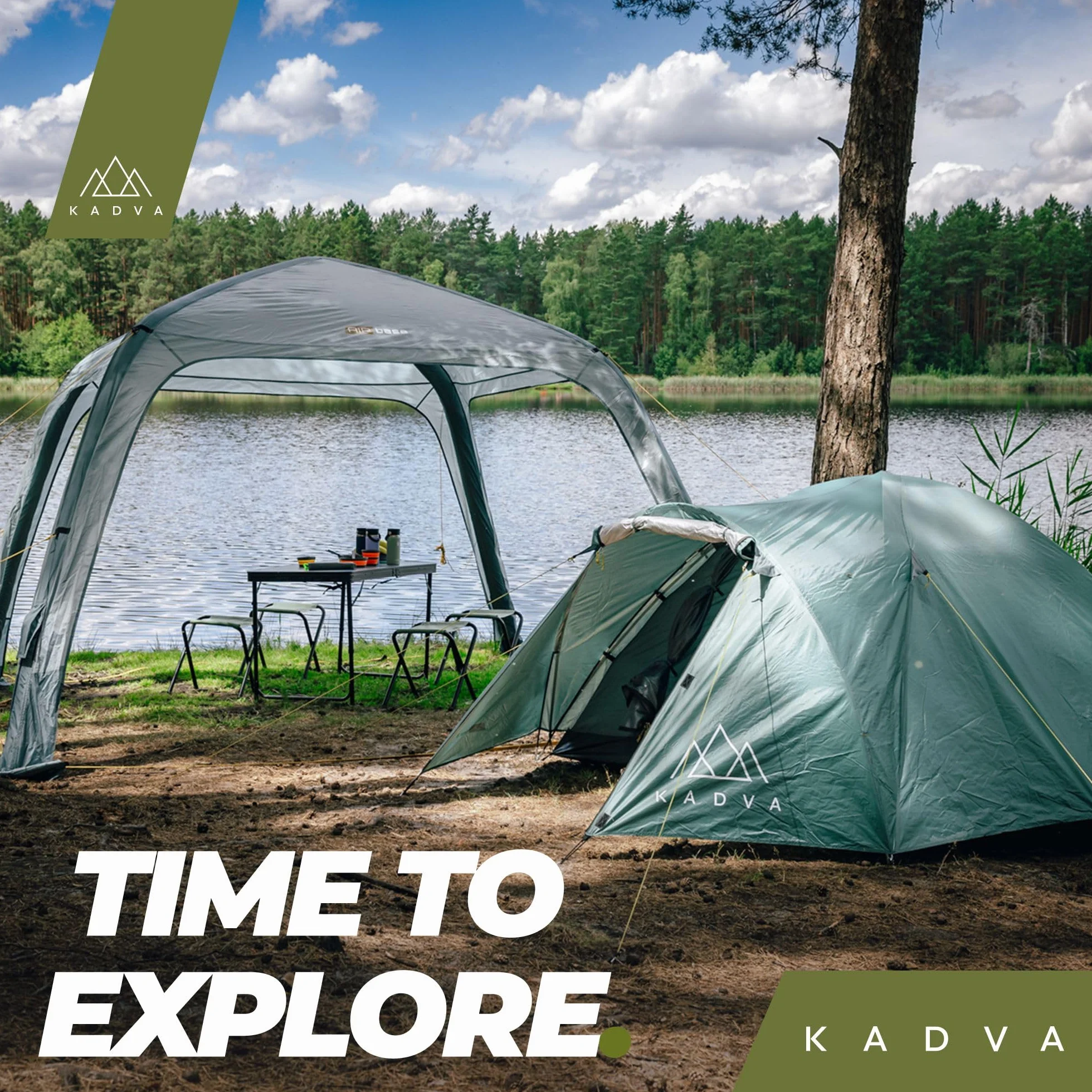 KADVA Namiot kempingowy Festa 2, 200 x 120 x 105 cm, dla 2 osób, z moskitierą, wodoszczelny, lekki i wytrzymały stelaż z włókna szklanego, idealny na kemping i wędrówki