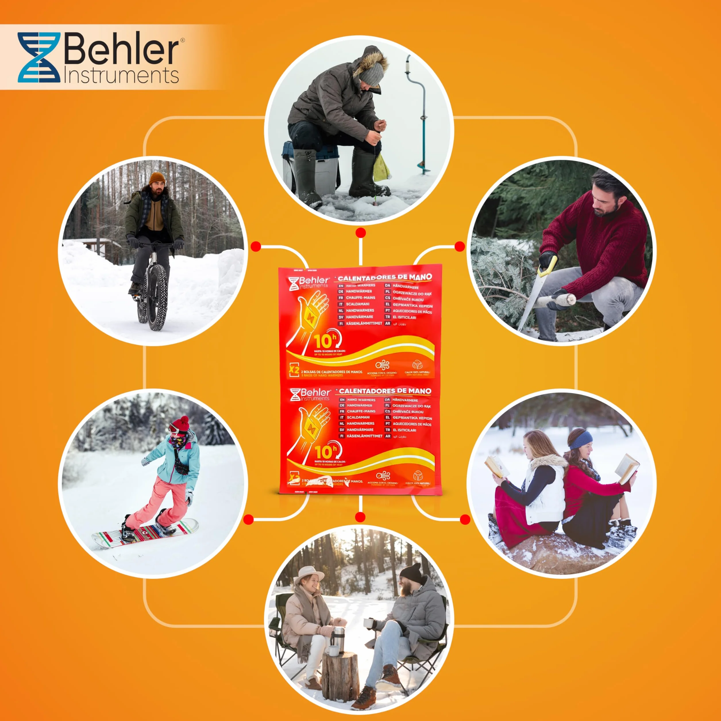 Ogrzewacze do Rąk 10 Par (20 szt.) – Jednorazowe Hand Warmers do 10h Ciepła – Aktywowane Powietrzem, Bez Baterii – Na Narty, Snowboard, Wędkowanie, Camping – Kieszonkowe Ogrzewacze Zimowe – Behler