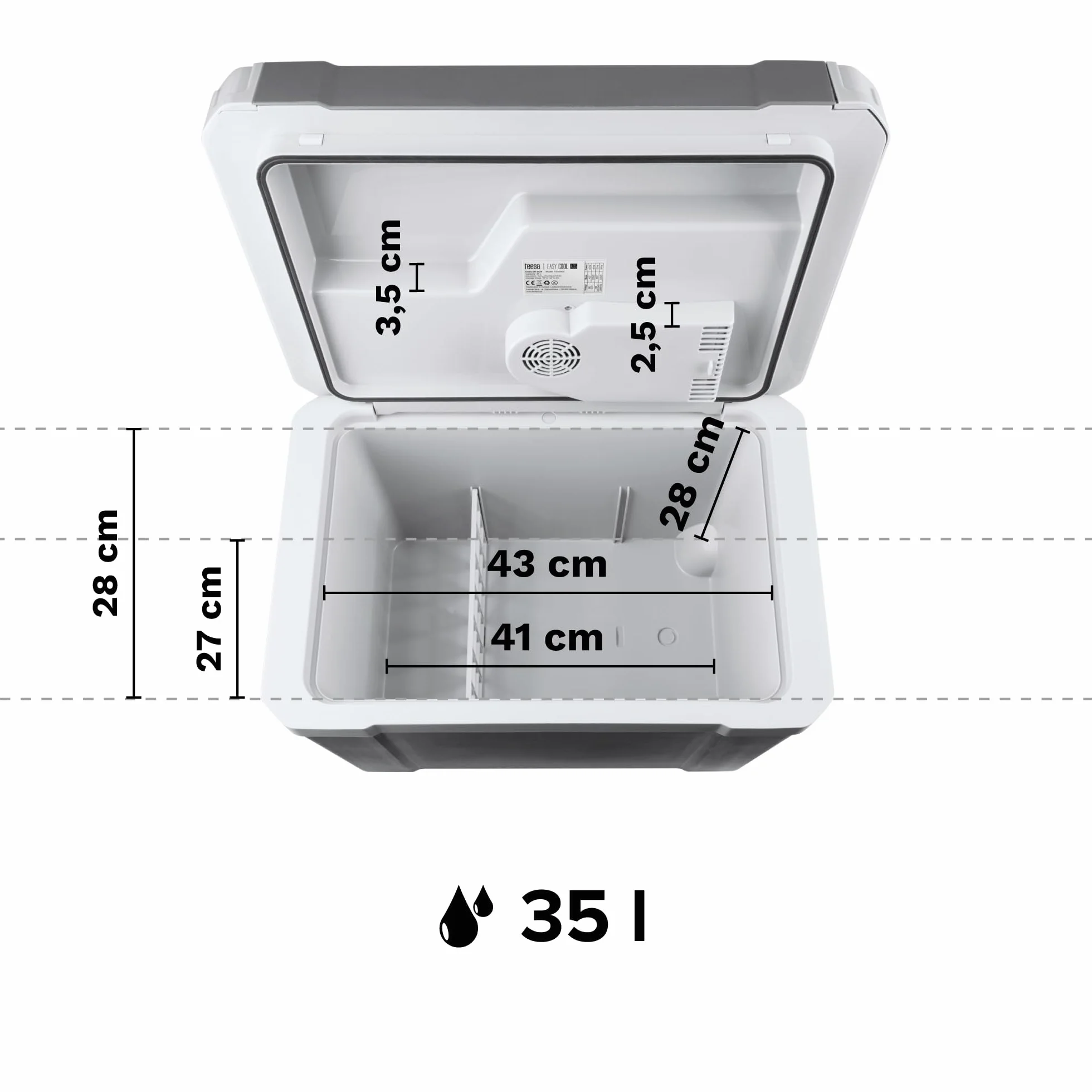 Teesa Lodówka Turystyczna Samochodowa 230V/12V Funkcja Grzania i Chłodzenia 35 Litrów Uchwyt TSA5006.1