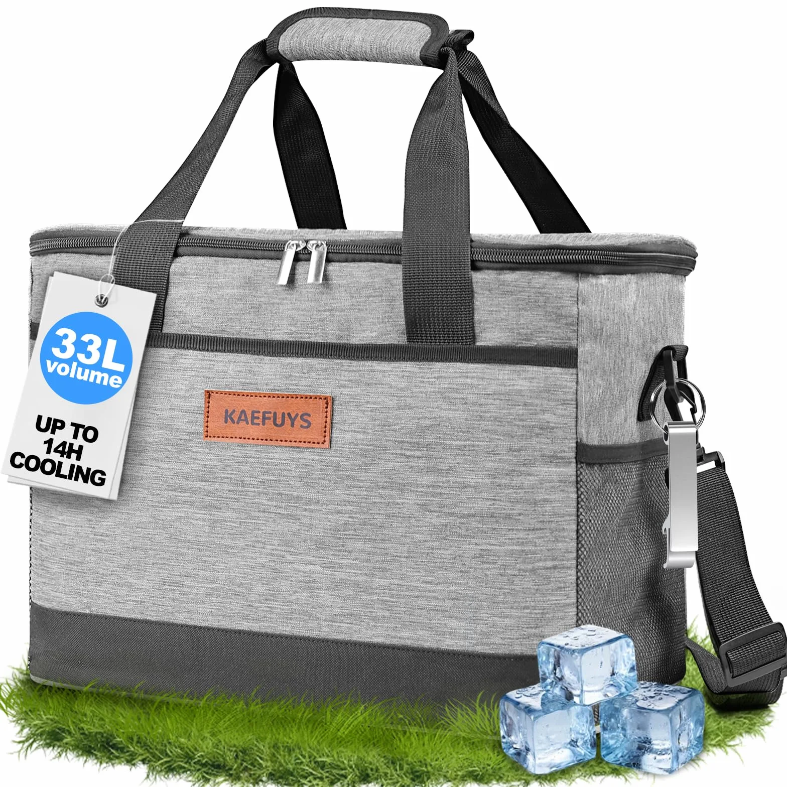 KAEFUYS Duża Torba Termiczna Na Posiłki 33L Lunch Bag Chłodziarka Termiczna Mężczyźni Kobiety Torba Chłodząca Wodoodporna Na Piknik Kemping Plaża Podróż