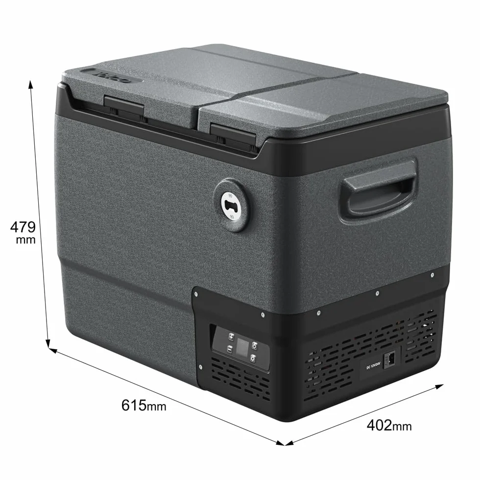 Yolco DX40 Space Grey lodówka kompresorowa 39 l – mobilna lodówka i zamrażarka, sterowanie za pomocą aplikacji, Dual-Zone, praca 12/24 V i 230 V, cicha i energooszczędna, idealna na kemping, do