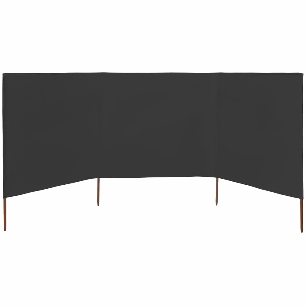 ShGaxin 3-panelowy parasol plażowy z tkaniny szary antracyt 400x160cm, wiatrówka plażowa, markiza plażowa