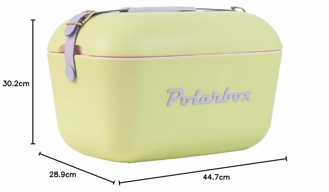 Polarbox Klasyczna retro vintage lodówka na kemping, piknik, plażę, 20 l, limonka/liliowa, limonkowa/różowa