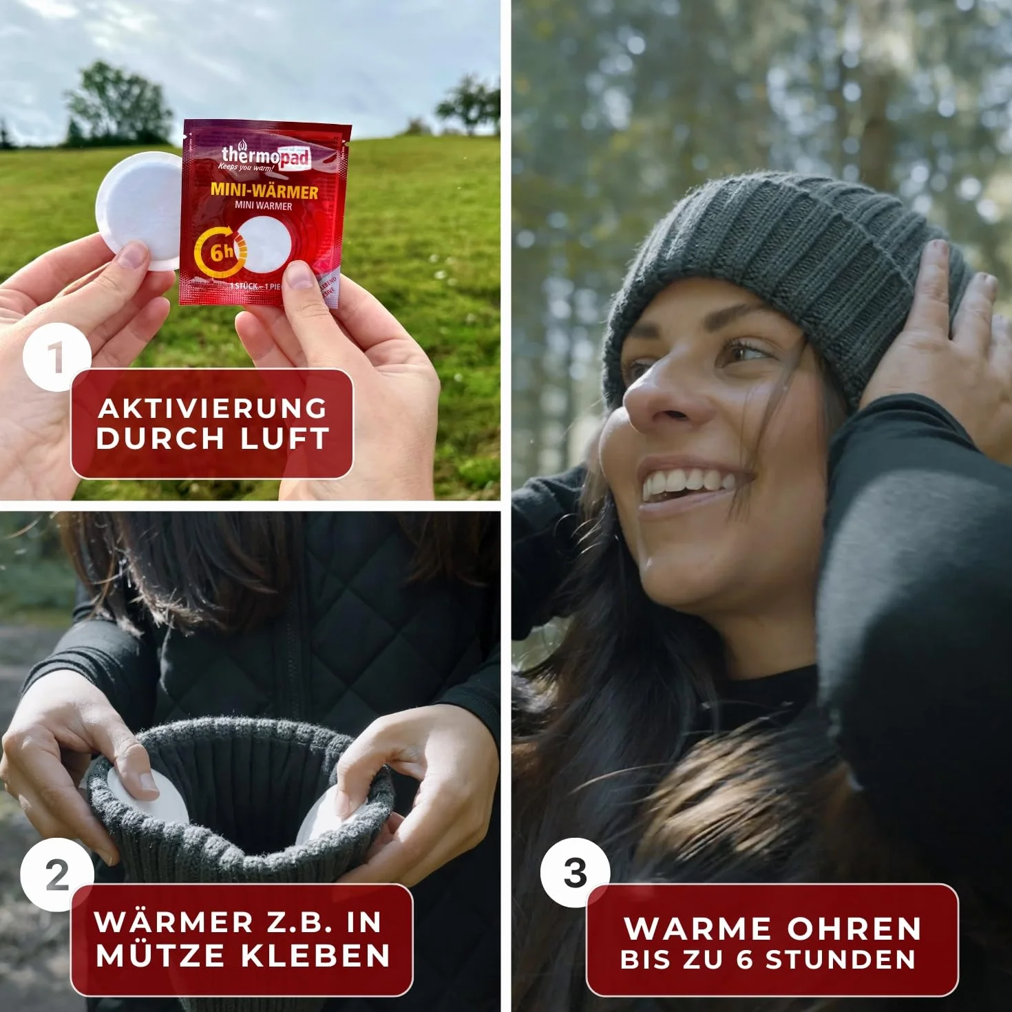 THERMOPAD Mini ogrzewacz – opakowanie 10 podkładek termicznych o średnicy 6 cm – do zastosowania jako ogrzewacz do czapek, ogrzewacz do rękawic – punktowe ciepło do 6 godzin