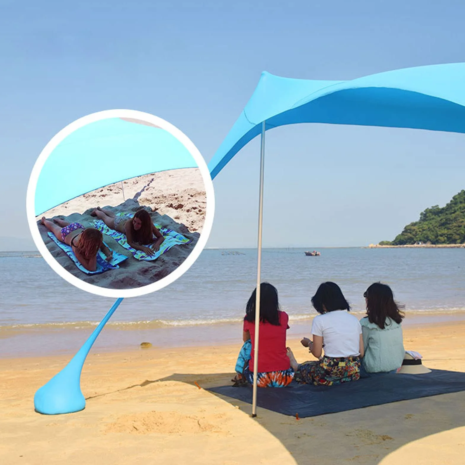 Beach namiot plażowy, ochrona przed promieniowaniem UV, dach przeciwsłoneczny, żagiel przeciwsłoneczny na plażę, kemping, przenośny, rodzinny namiot plażowy, ochrona przed słońcem, muszla plażowa z