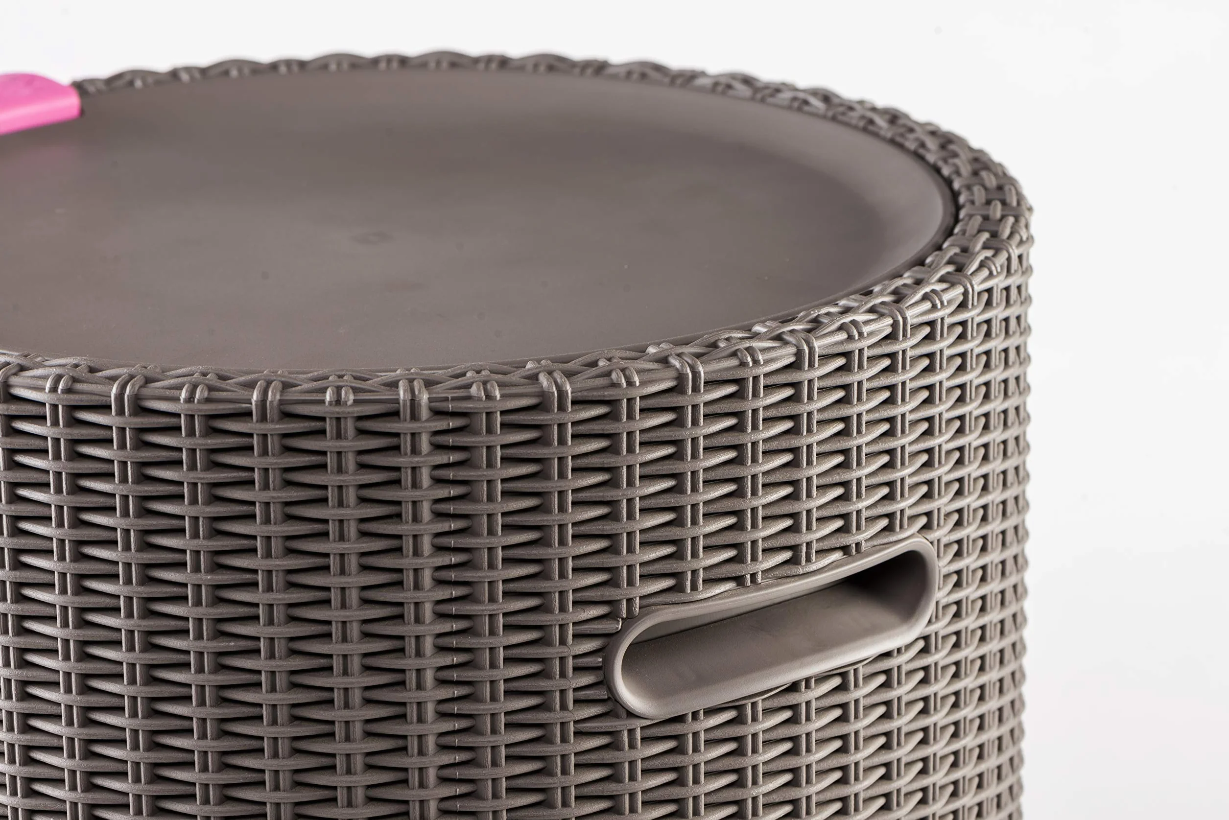Keter Cool Stool – lodówka turystyczna i taboret do siedzenia w jednym, odporny na warunki atmosferyczne wygląd rattanu, do użytku wewnątrz i na zewnątrz, cappuccino