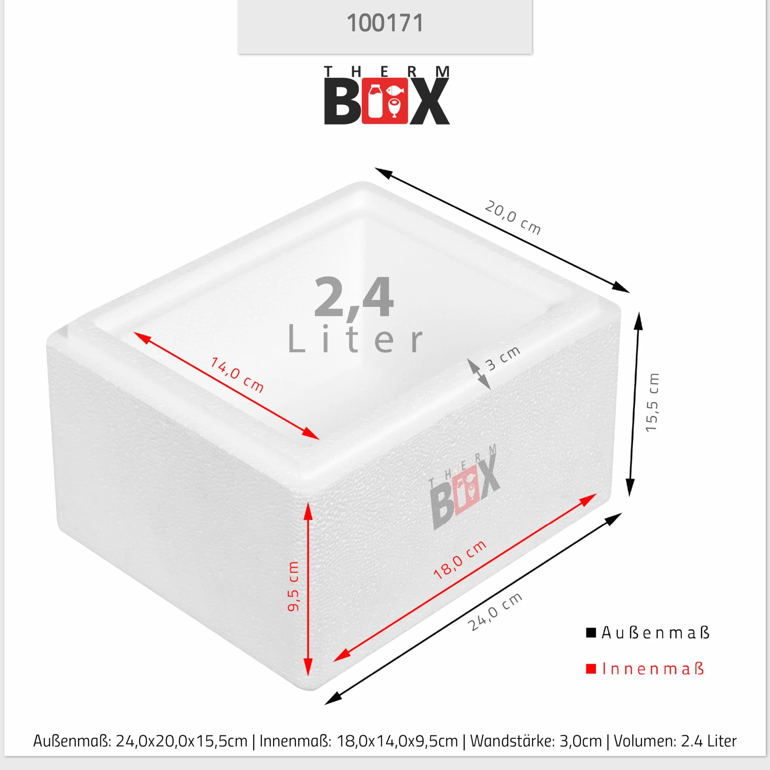 THERM BOX Pojemnik ze styropianu, 1 l do 19 l, różne rozmiary, pudełko termoizolacyjne, do wielokrotnego użytku