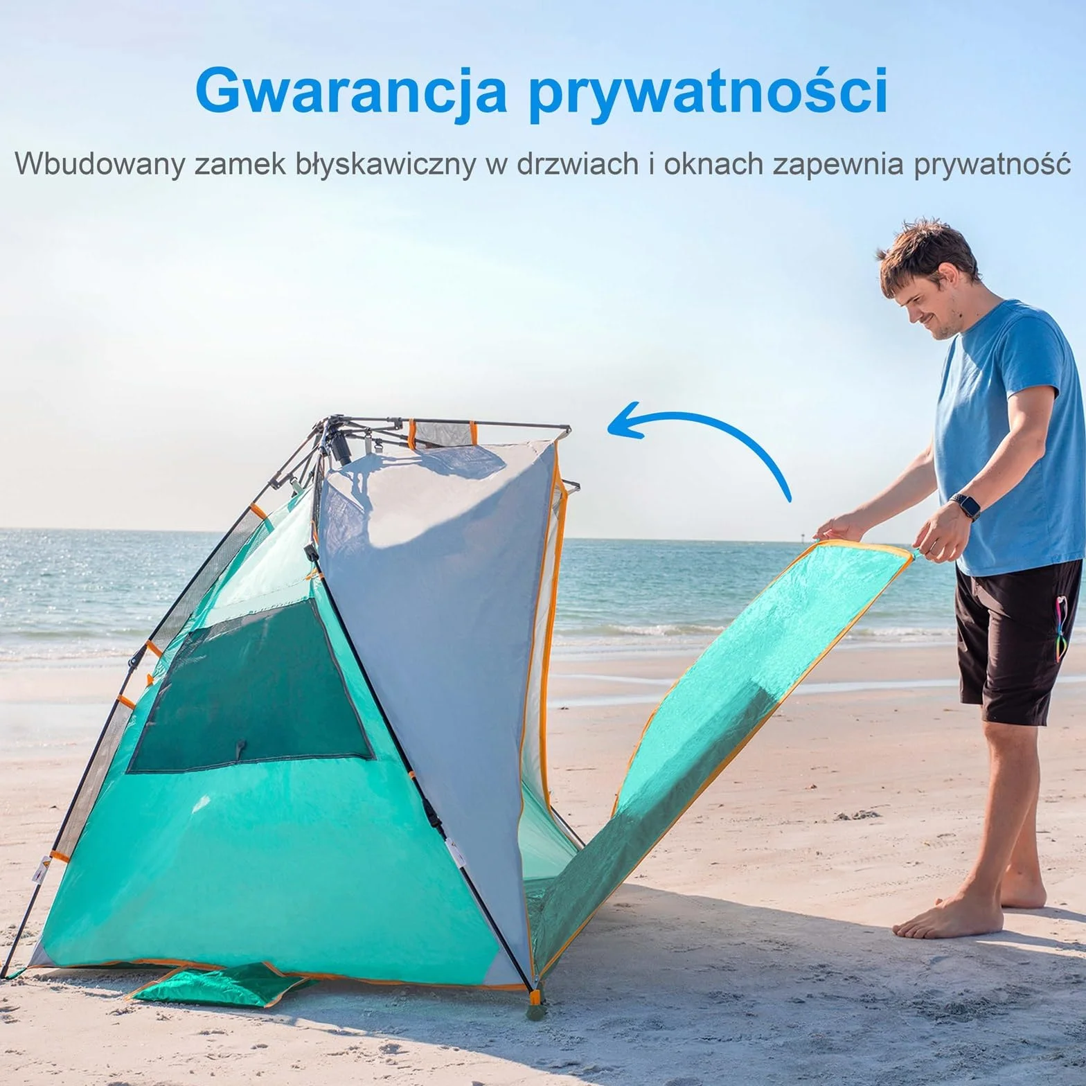 Wolfwise 3-4 Osobowy Namiot Plażowy Idealny w Góry Upf 50+ Przenośny Natychmiastowy z Parasolem Przeciwsłonecznym Z Przedłużonym Przedsionkiem Zapinanym Na Zamek, Miętowa zieleń