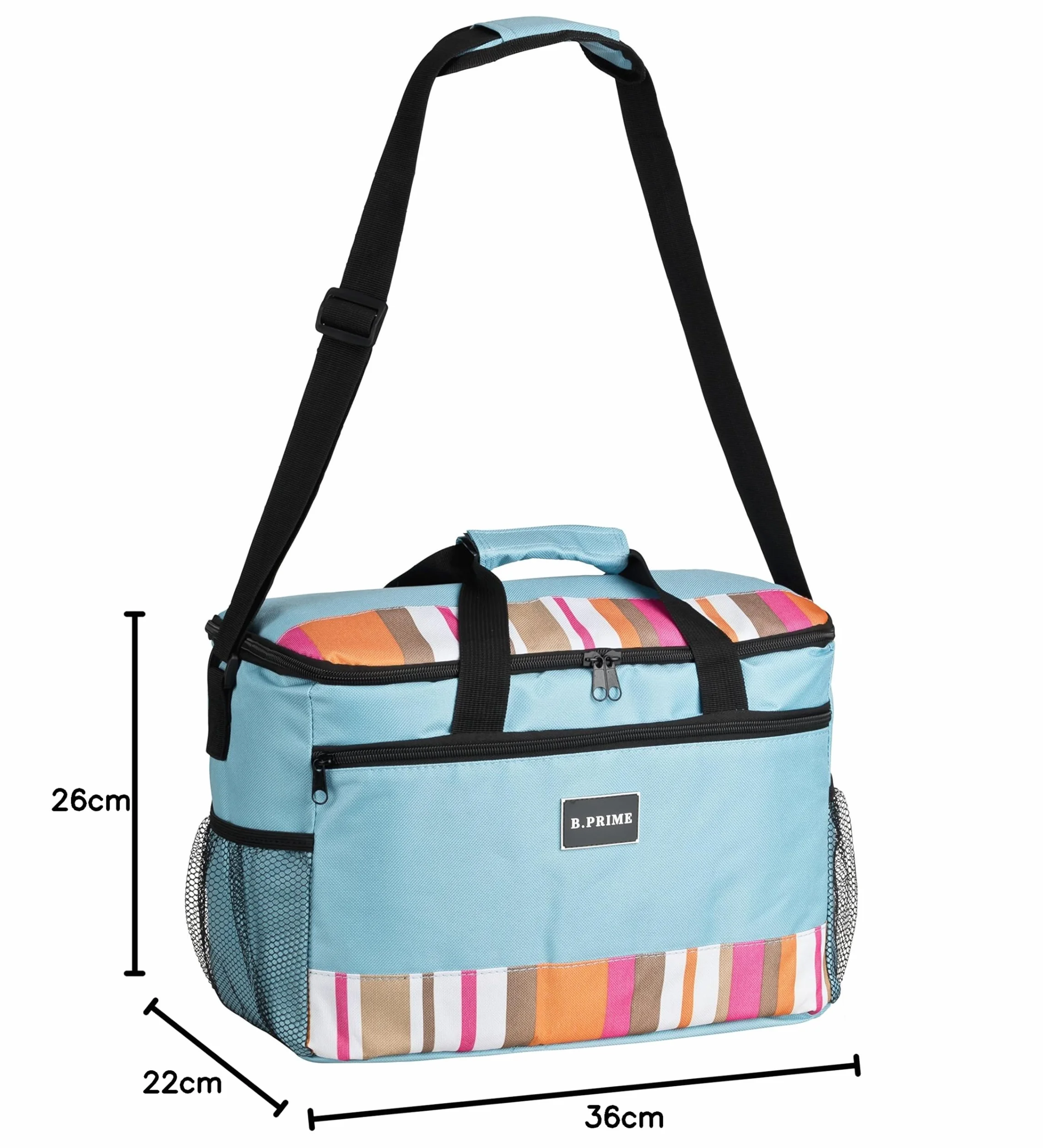 B.PRIME – torba chłodząca Classic 20 l – 36 x 26 x 22 cm – torba termiczna – piknikowa – lodówka turystyczna – torba na lód – na camping – podróżna – na zakupy – do samochodu