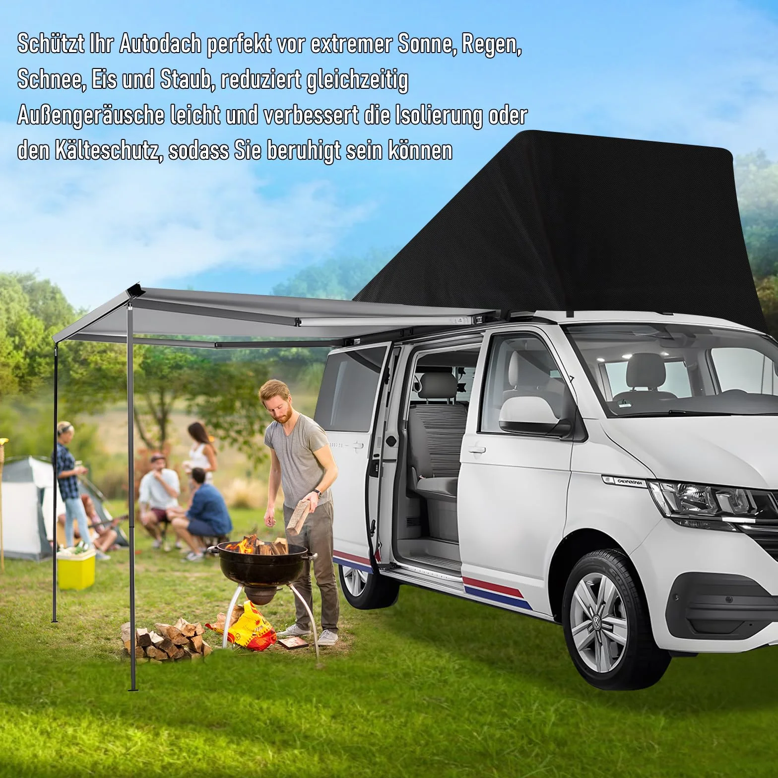 Osłona dachowa, zamiennik do VW T5 T6, tkanina Oxford 600D, czarna, ochrona przed warunkami atmosferycznymi, namiot dachowy Pop Top, namiot dachowy do rozkładanego dachu, na kemping, czapkę,