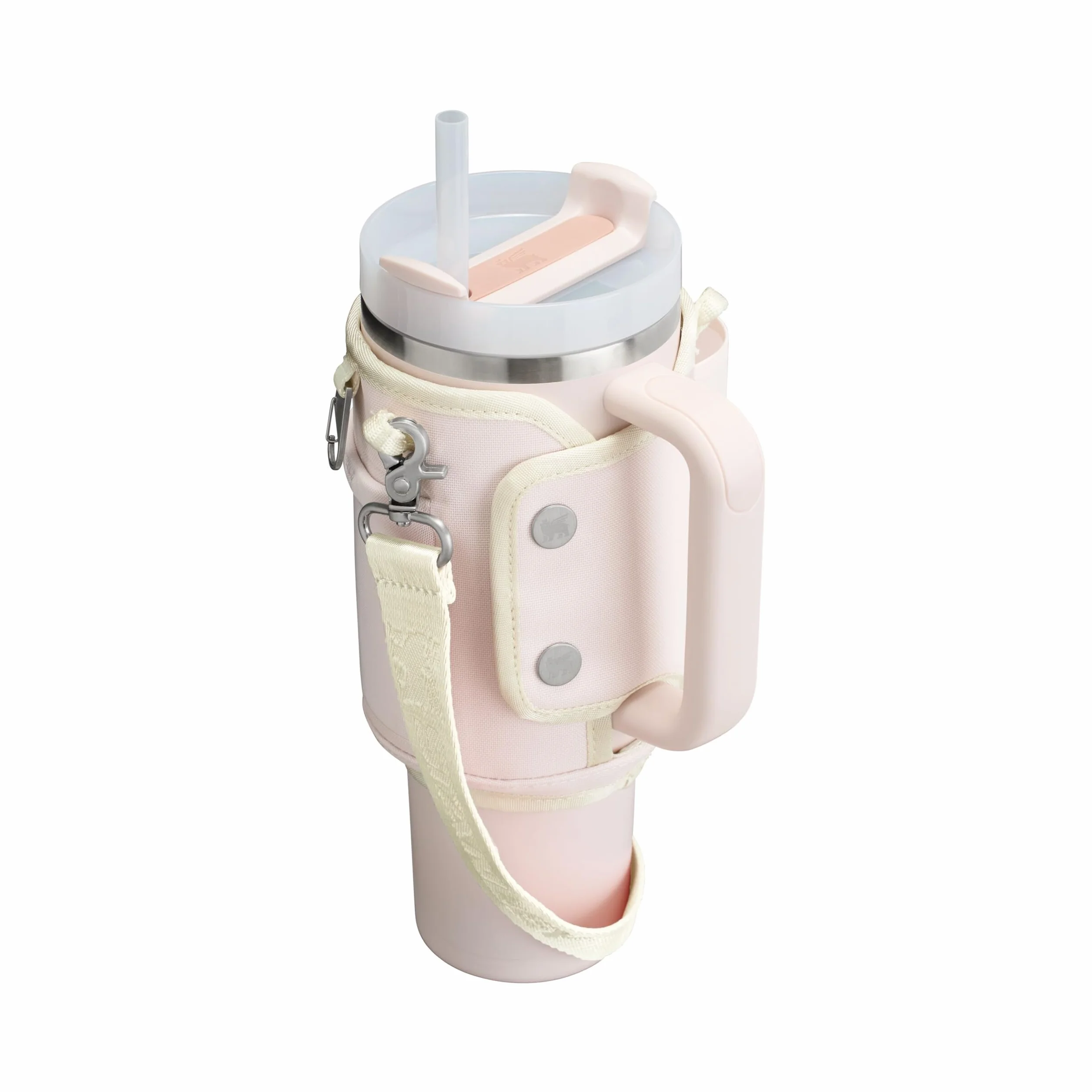 Stanley 1913 All Day Quencher Carry-All 1.18L – 2 zatrzaski – kieszeń na telefon – kieszeń na karty – karabińczyk na klucze – odpinany pasek na ramię – różowy kwarc