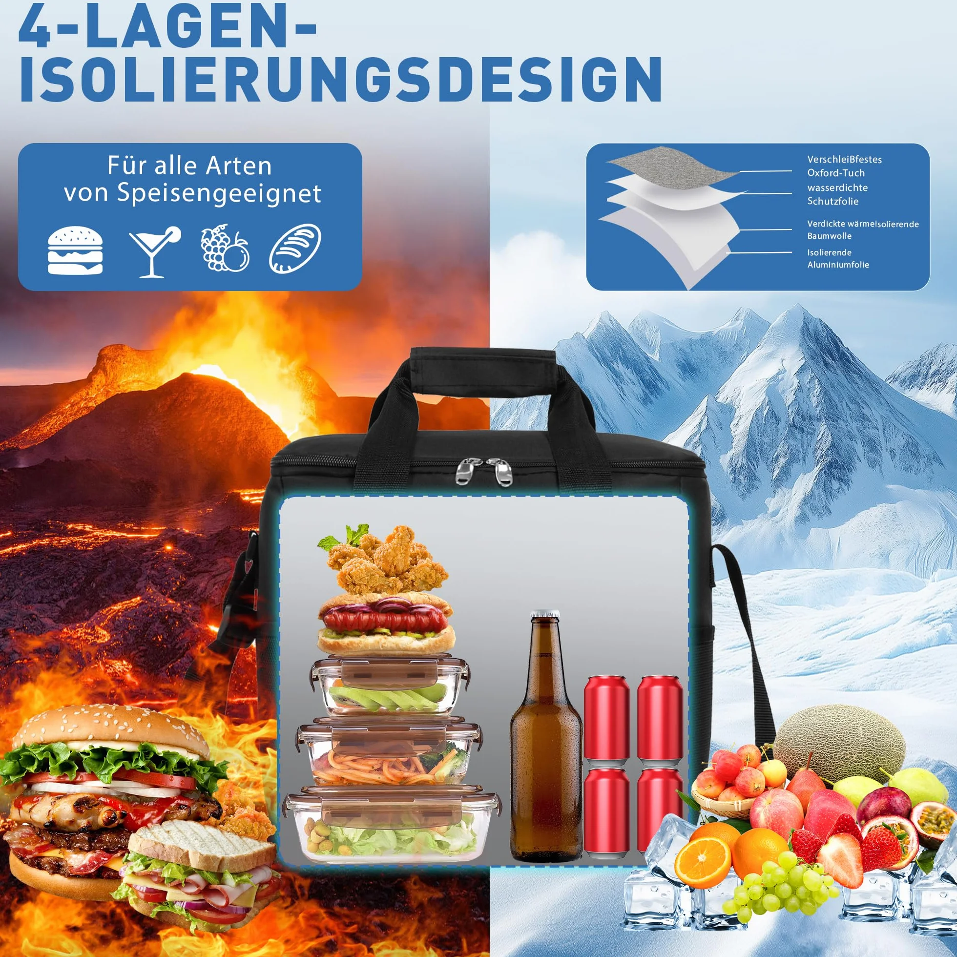 Torba chłodząca do wyboru pojemność 15 l, torba termiczna, torba piknikowa, duża, izolowana torba na lunch, mała, przenośna, torba chłodząca, torba na zakupy na plażę
