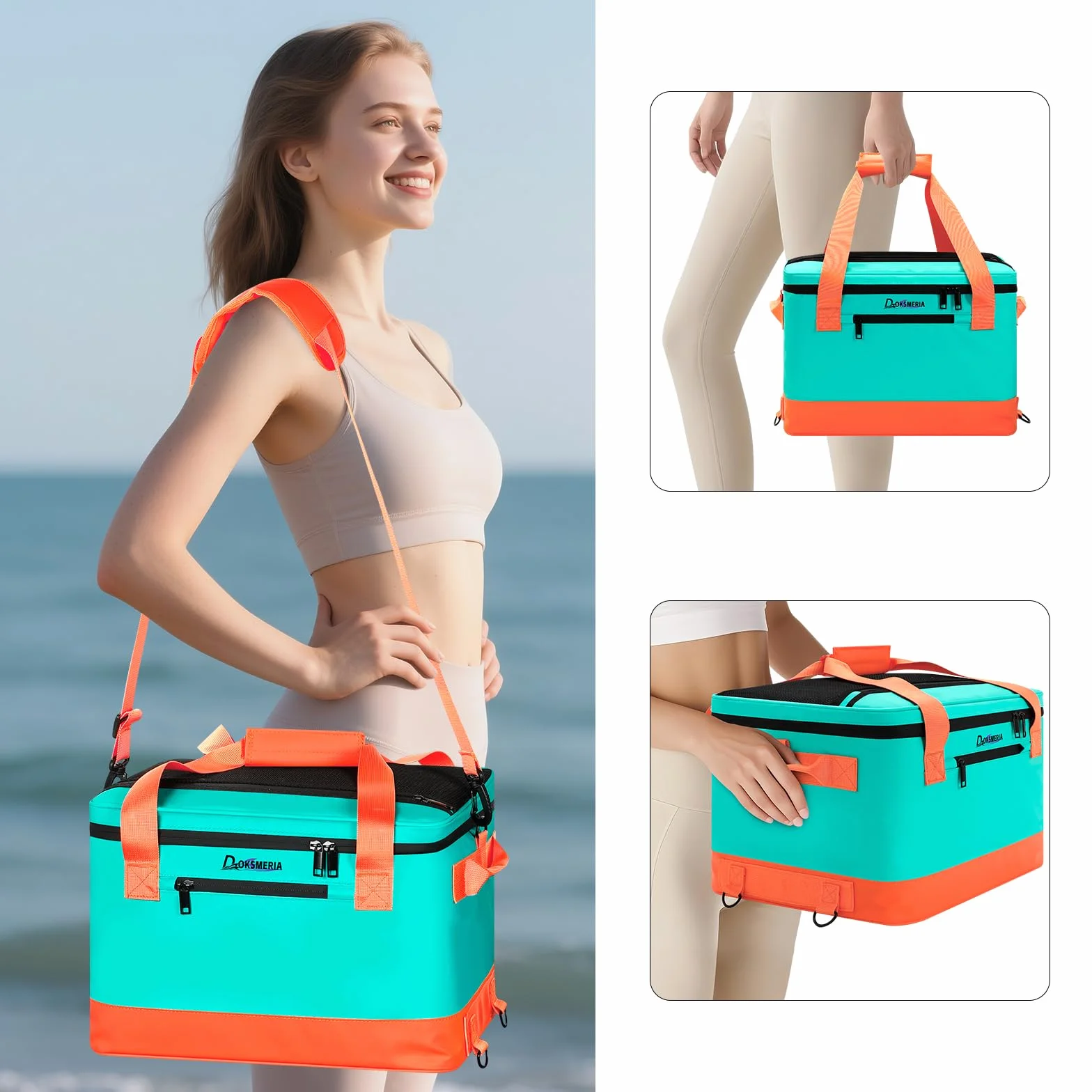 Paddle Board Cooler wodoszczelny, Super Capacity SUP Paddleboard Deck Cooler z paskiem na ramię i 6 elastycznymi klipsami na linki, torba na akcesoria do deski SUP i kajaka
