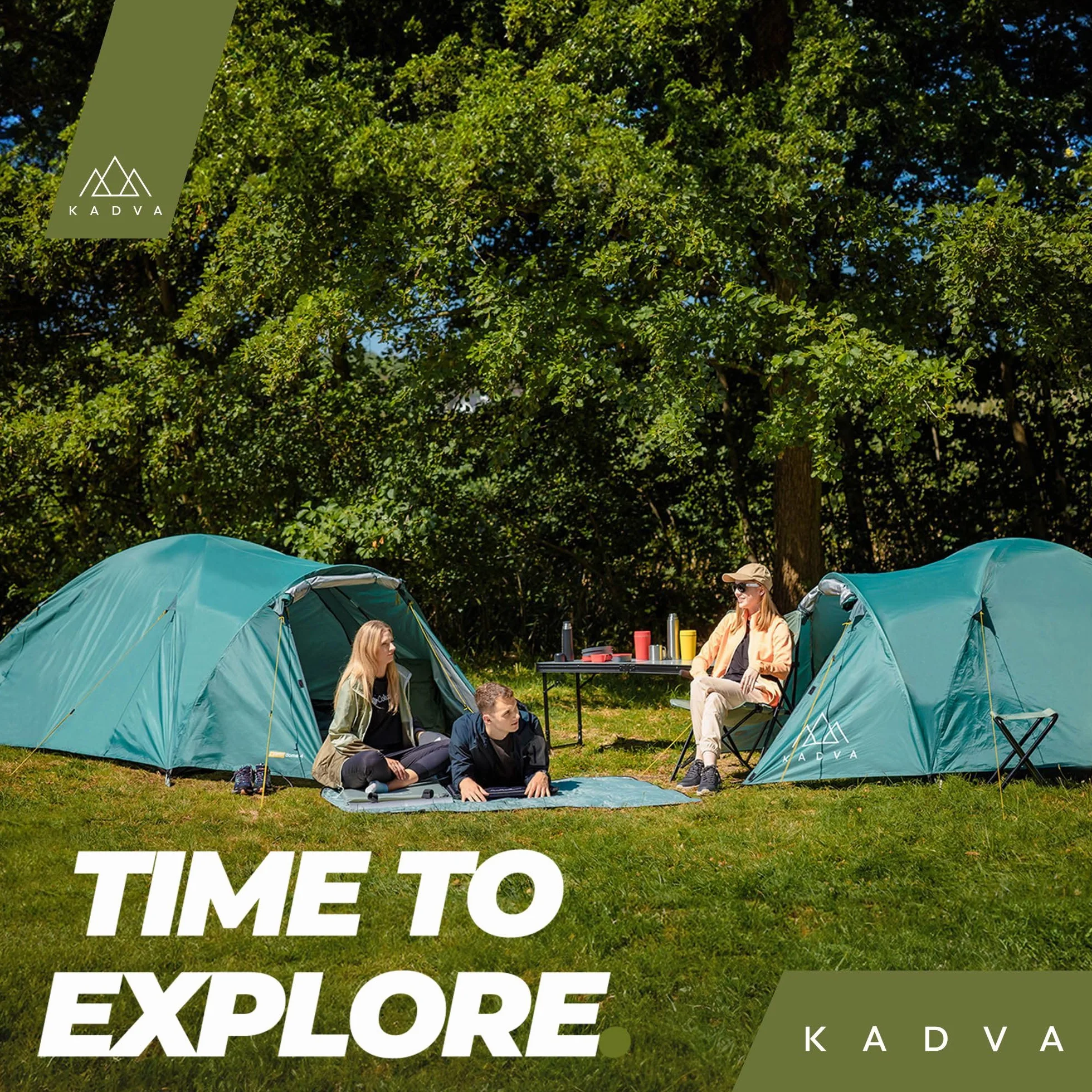 KADVA Namiot kempingowy Festa 2, 200 x 120 x 105 cm, dla 2 osób, z moskitierą, wodoszczelny, lekki i wytrzymały stelaż z włókna szklanego, idealny na kemping i wędrówki