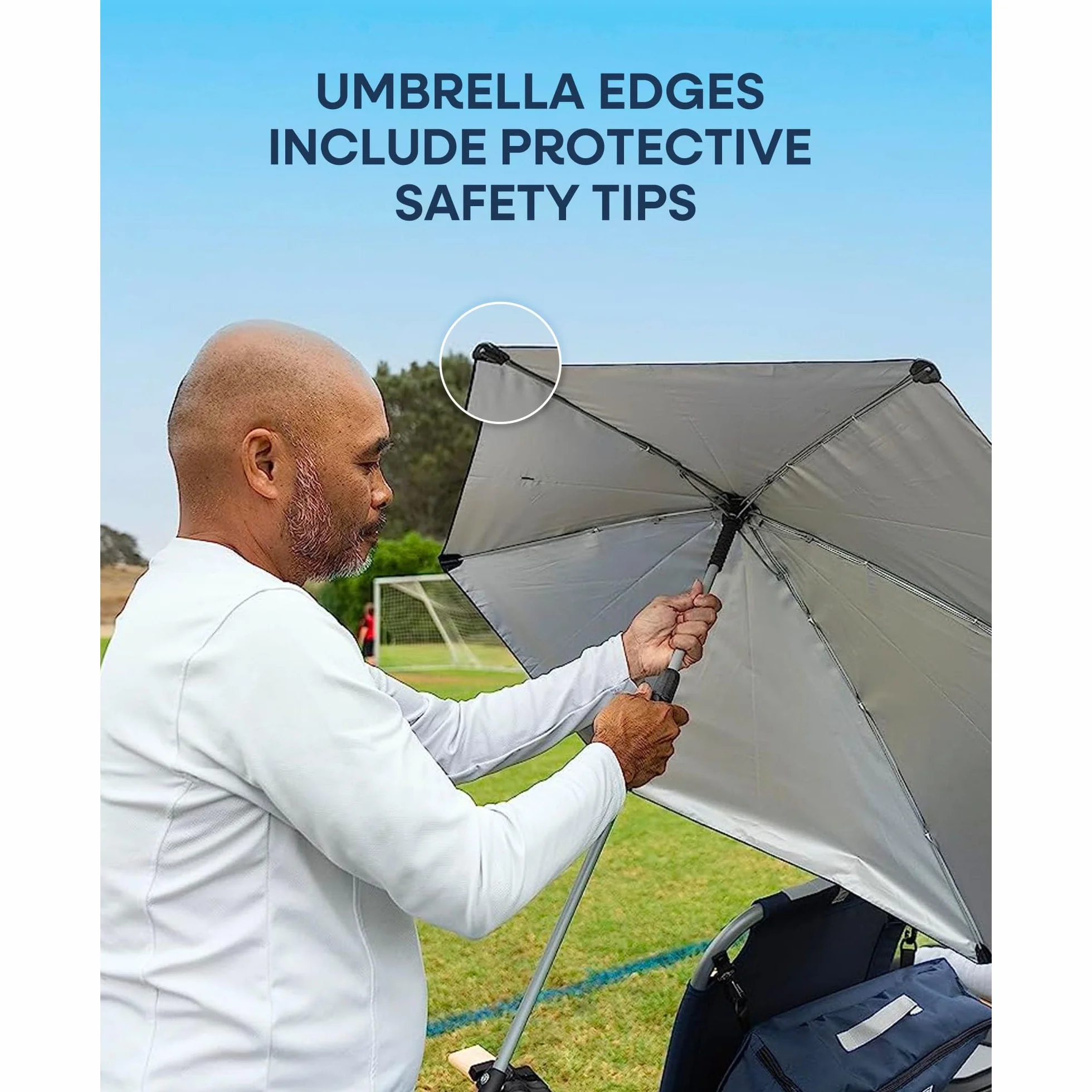 Versa-Brella Regulowany parasol przeciwsłoneczny o 360 stopni, z podszewką UPF 50+, na krzesła, lekki i łatwy w instalacji, 107 cm, na plażę, kemping, taras, do aktywności sportowych i wózków