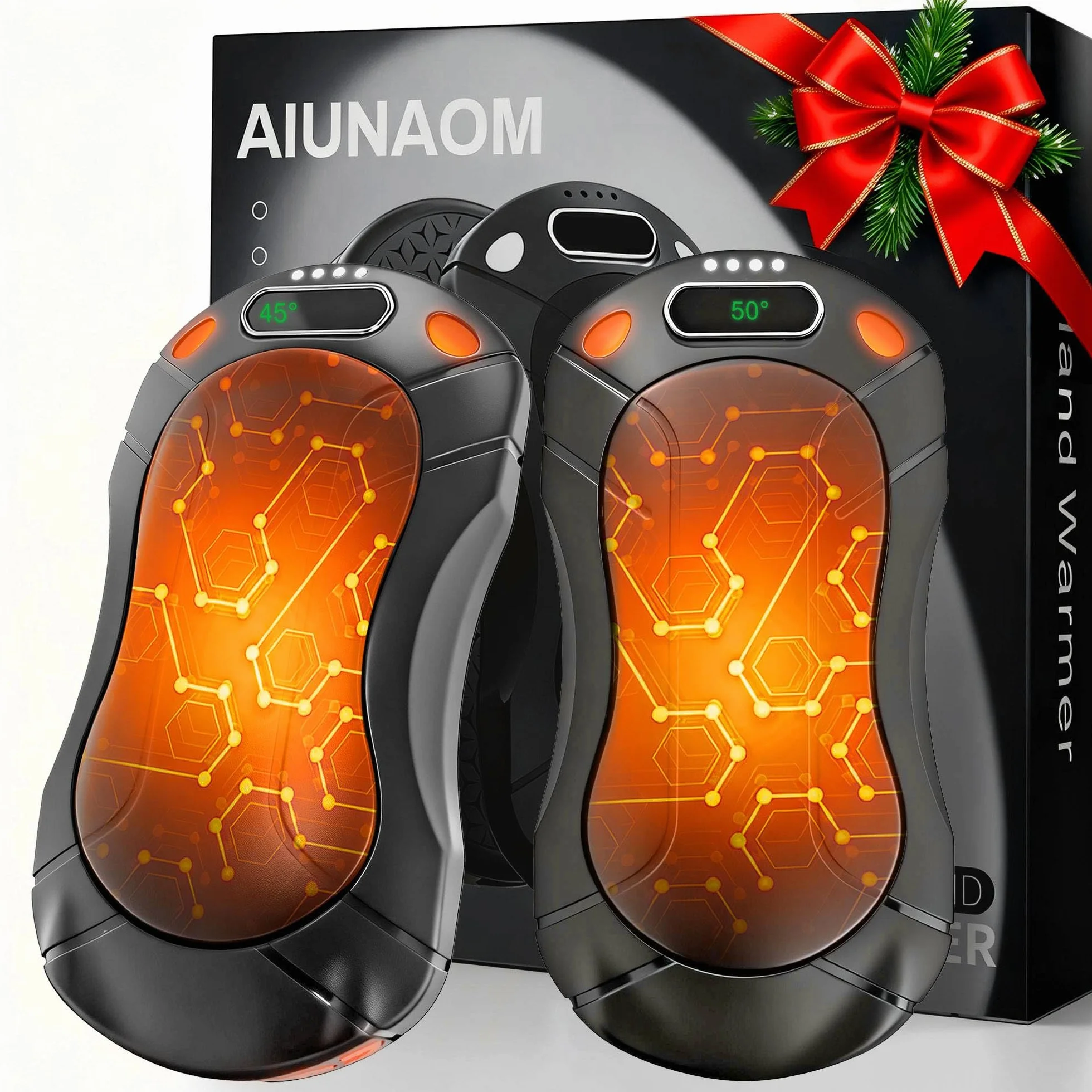 AIUNAOM 2 w 1 Magnetyczne Ogrzewacze- 3 Stopniami Grzania (45°C/50°C/55°C) & Szybkim Nagrzewaniem, 5000mAh, Kompaktowy i Przenośny z Magnesem, na Zewnątrz i do Pracy