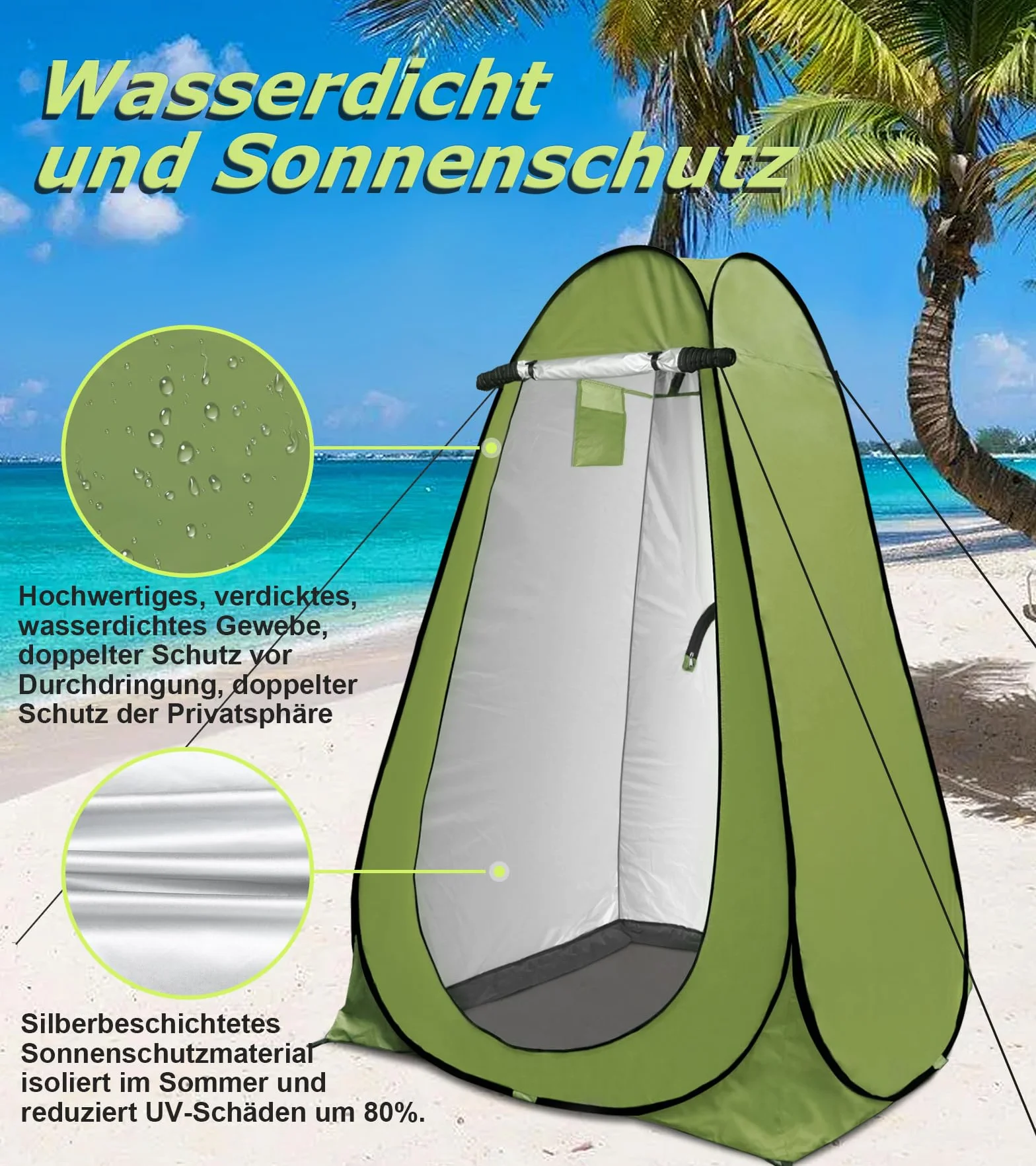 namiot toaletowy, namiot prysznicowy, rozkładany, prywatność, toaleta, przebieralnia, namiot magazynowy, mobilny namiot toaletowy na kemping i plażę, z torbą do przenoszenia (UV 40+)