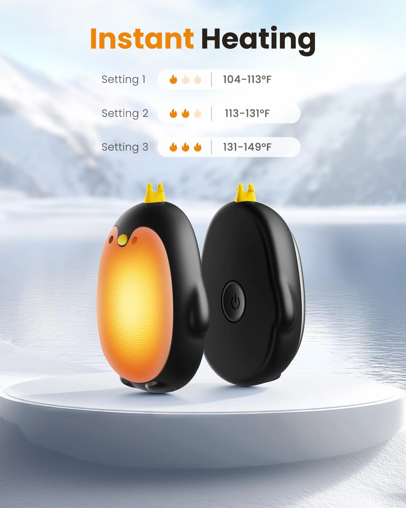 Gaiatop Magnetic Hand Warmers Rechargeable 2 Pack, 3 Settings Pocket-Sized Cute Penguin, Fast Hot Hands Wielokrotnego użytku przenośny elektryczny podgrzewacz