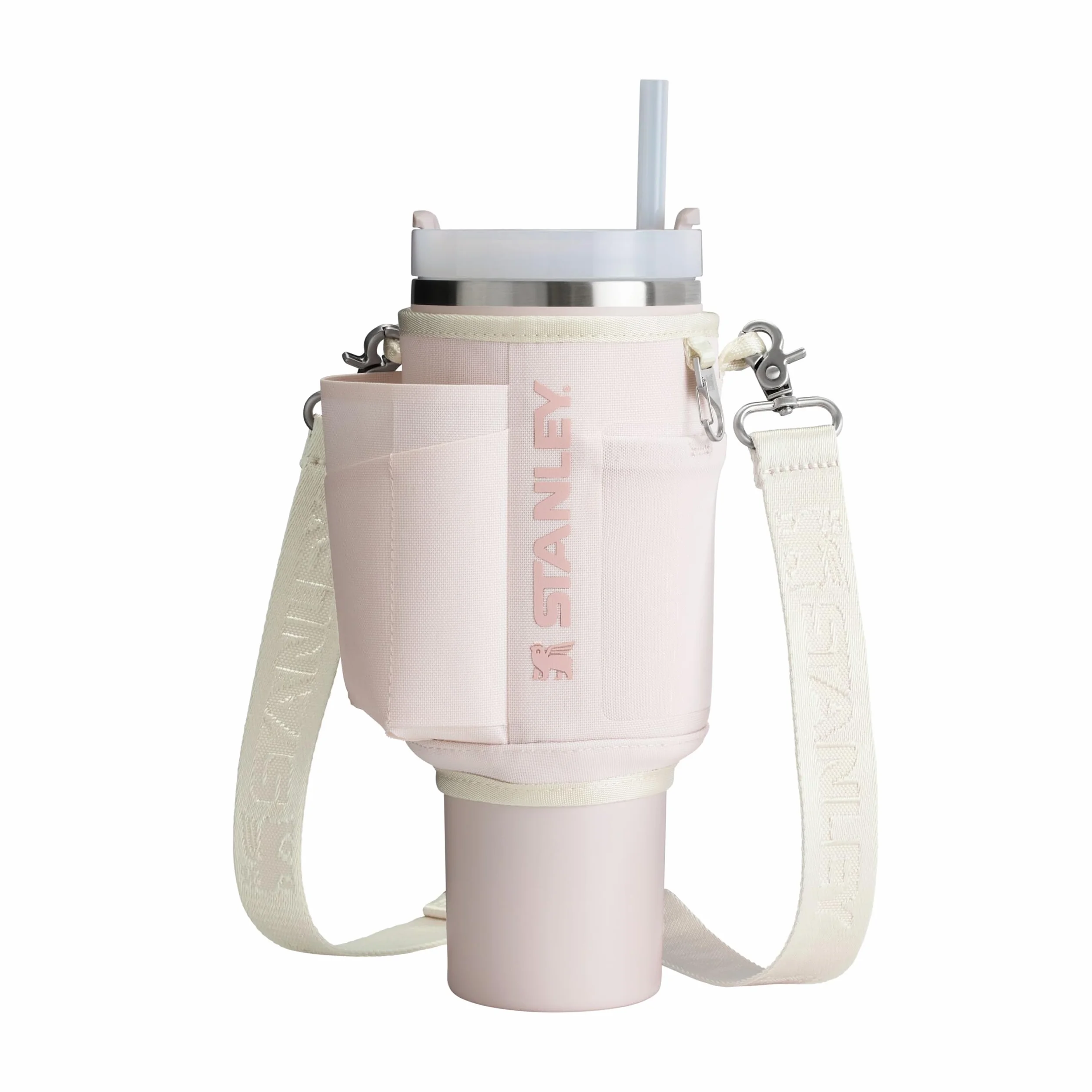 Stanley 1913 All Day Quencher Carry-All 1.18L – 2 zatrzaski – kieszeń na telefon – kieszeń na karty – karabińczyk na klucze – odpinany pasek na ramię – różowy kwarc