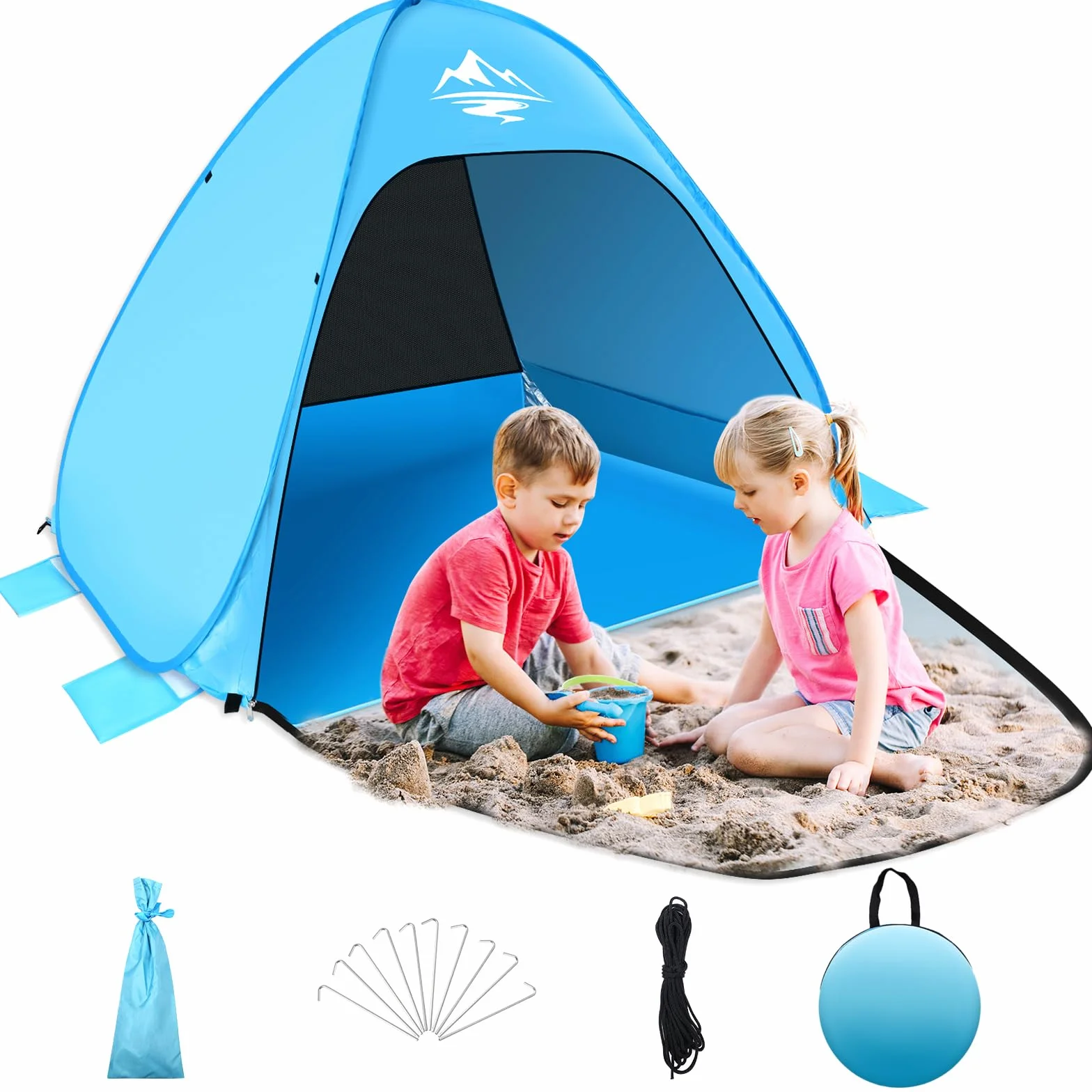 MAXDONE Namiot plażowy typu muszla plażowa, dla 1-2 osób, ochrona przed promieniowaniem UV50+, dla rodzin, na plażę, do ogrodu, na kemping