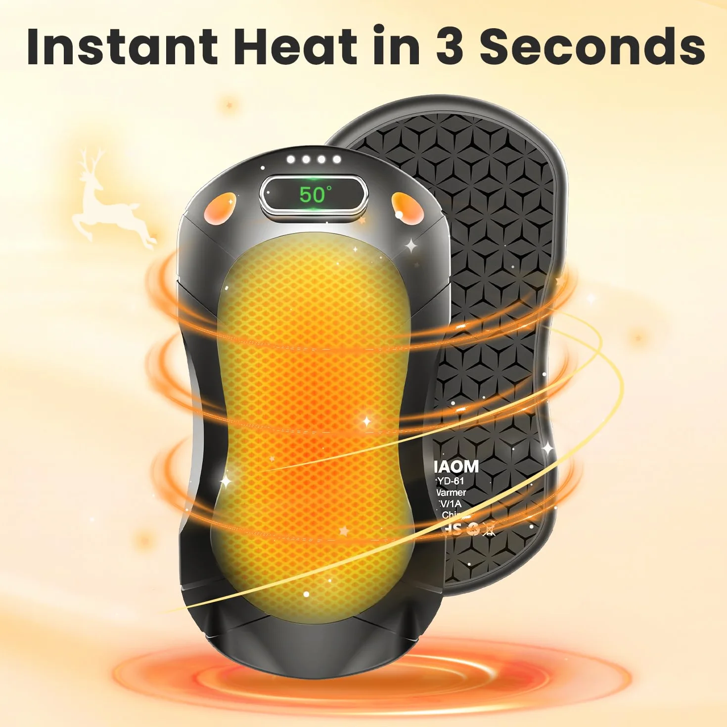 AIUNAOM 2 w 1 Magnetyczne Ogrzewacze- 3 Stopniami Grzania (45°C/50°C/55°C) & Szybkim Nagrzewaniem, 5000mAh, Kompaktowy i Przenośny z Magnesem, na Zewnątrz i do Pracy