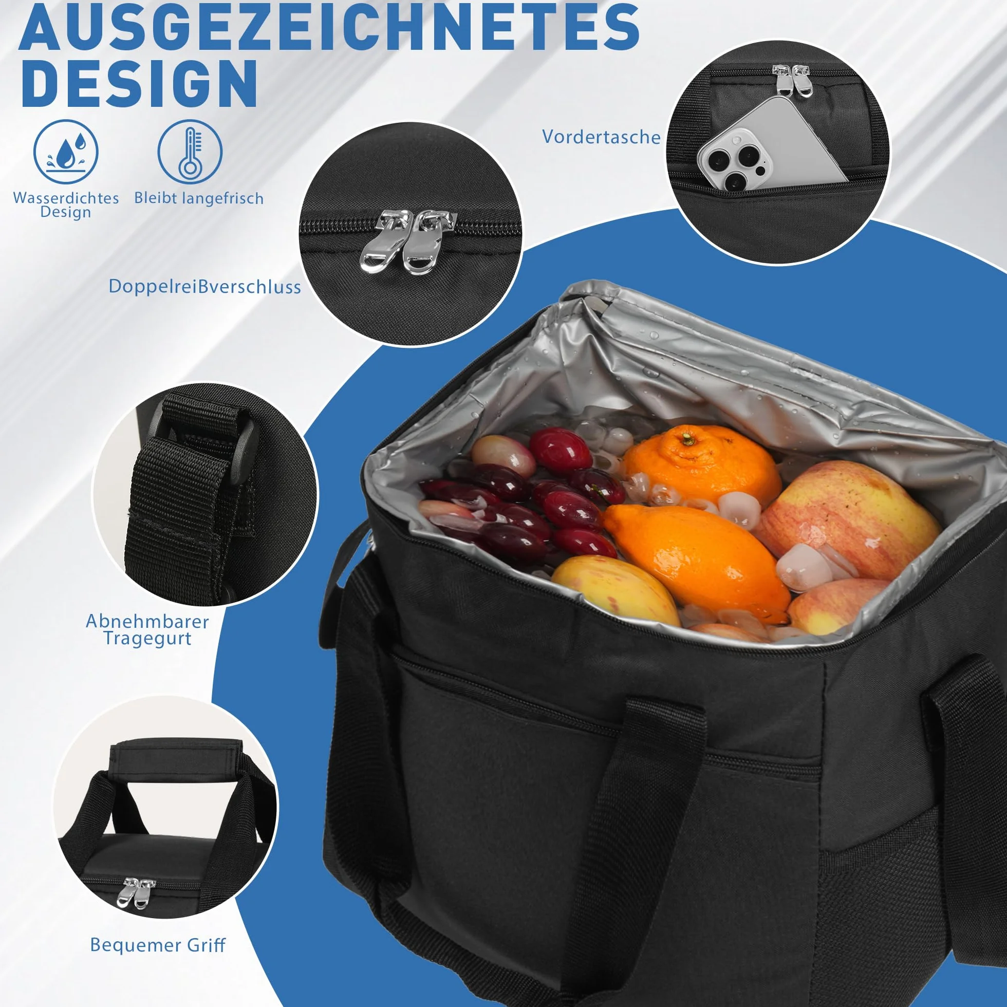 Torba chłodząca do wyboru pojemność 15 l, torba termiczna, torba piknikowa, duża, izolowana torba na lunch, mała, przenośna, torba chłodząca, torba na zakupy na plażę