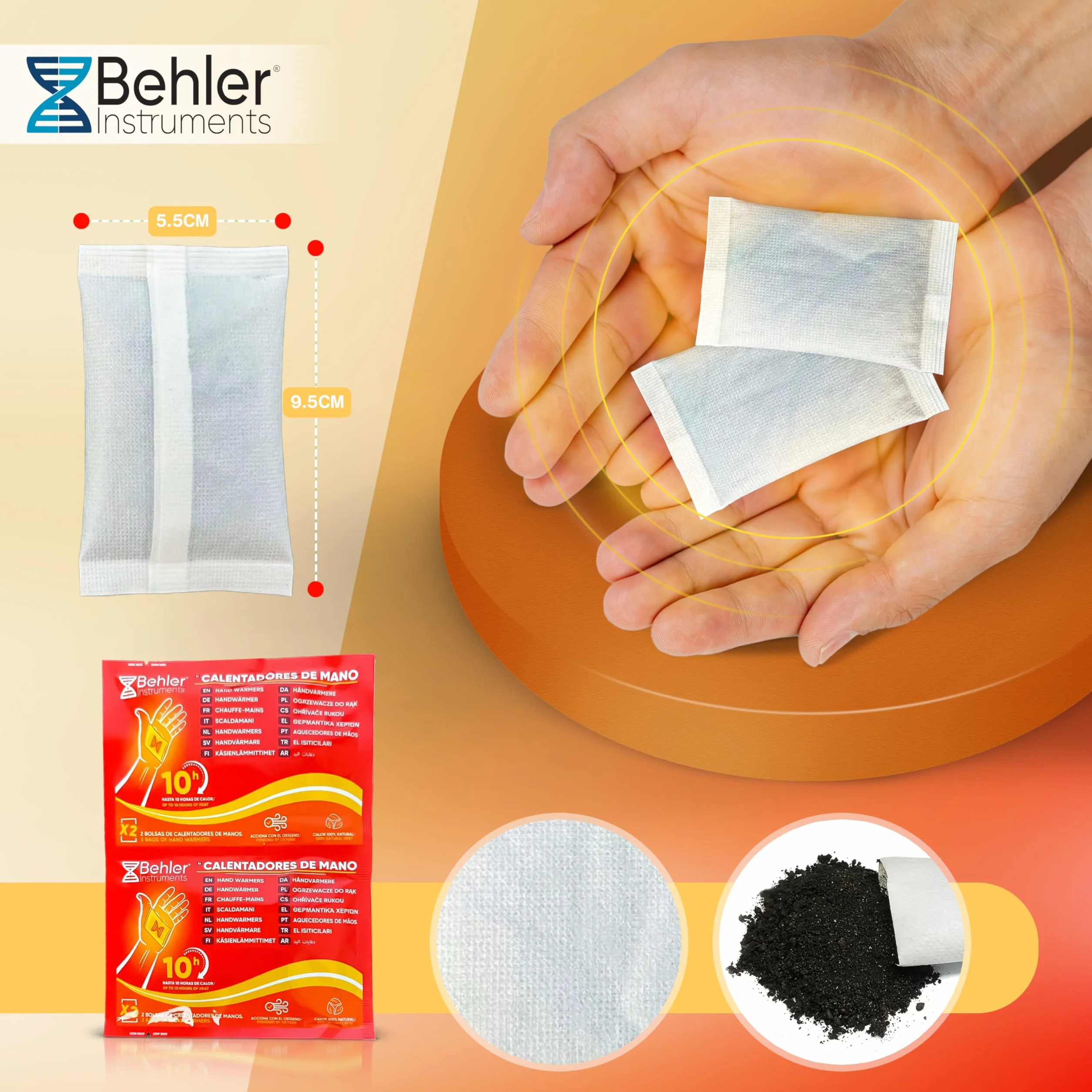 Ogrzewacze do Rąk 10 Par (20 szt.) – Jednorazowe Hand Warmers do 10h Ciepła – Aktywowane Powietrzem, Bez Baterii – Na Narty, Snowboard, Wędkowanie, Camping – Kieszonkowe Ogrzewacze Zimowe – Behler