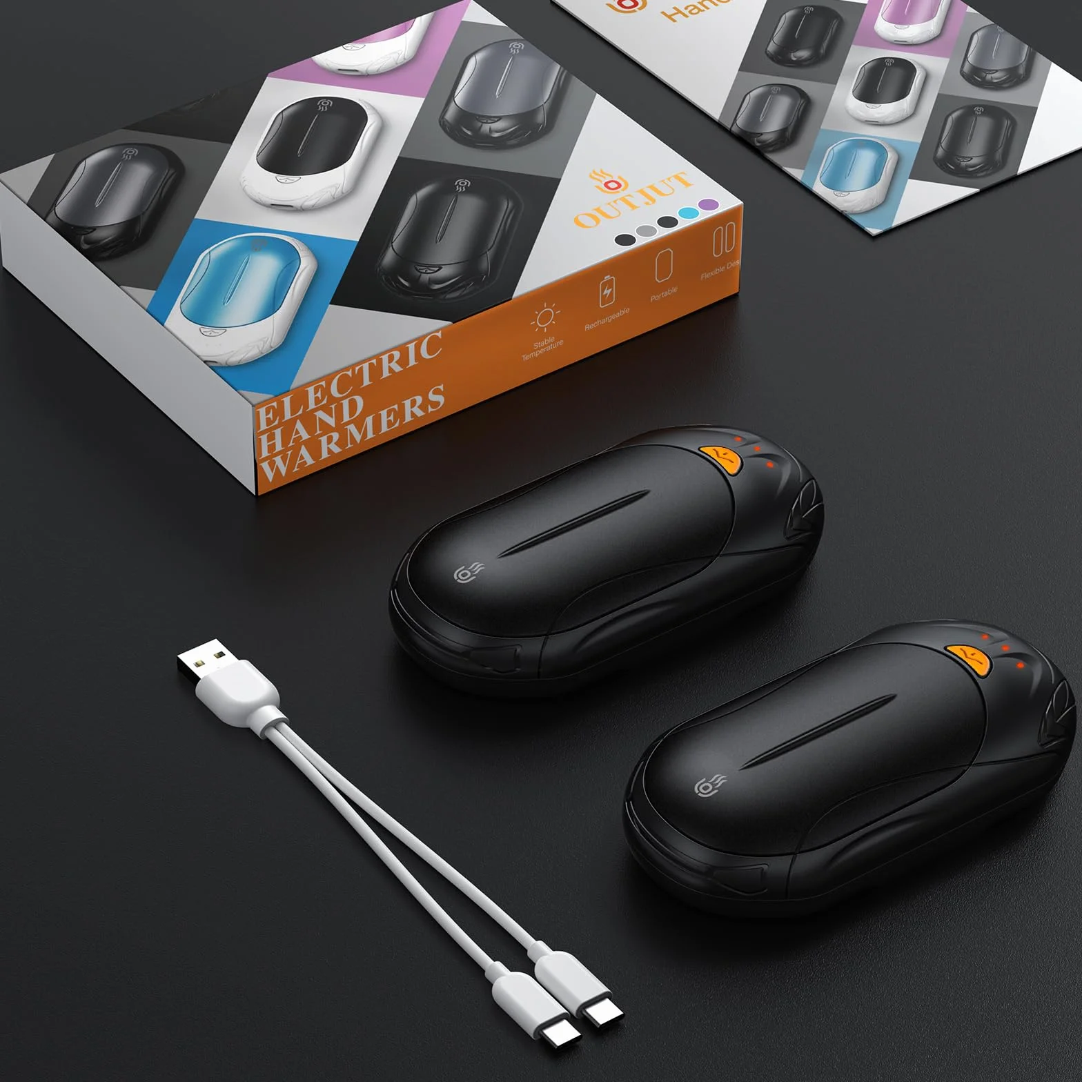 Ogrzewacz do rąk, Możliwość ponownego ładowania OUTJUT, 2 sztuki 6000mAh, Przenośny ogrzewacz do kieszeni, 3 tryby ogrzewania, Szybkie nagrzewanie, Idealny ciepły prezent do uprawiania sportów na