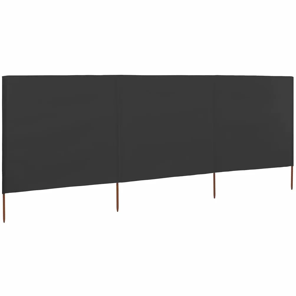ShGaxin 3-panelowy parasol plażowy z tkaniny szary antracyt 400x160cm, wiatrówka plażowa, markiza plażowa