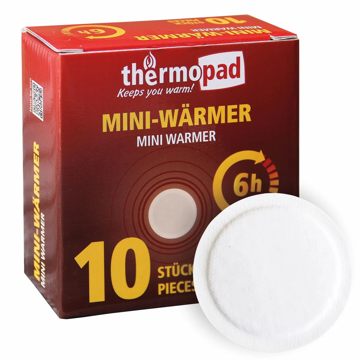 THERMOPAD Mini ogrzewacz – opakowanie 10 podkładek termicznych o średnicy 6 cm – do zastosowania jako ogrzewacz do czapek, ogrzewacz do rękawic – punktowe ciepło do 6 godzin