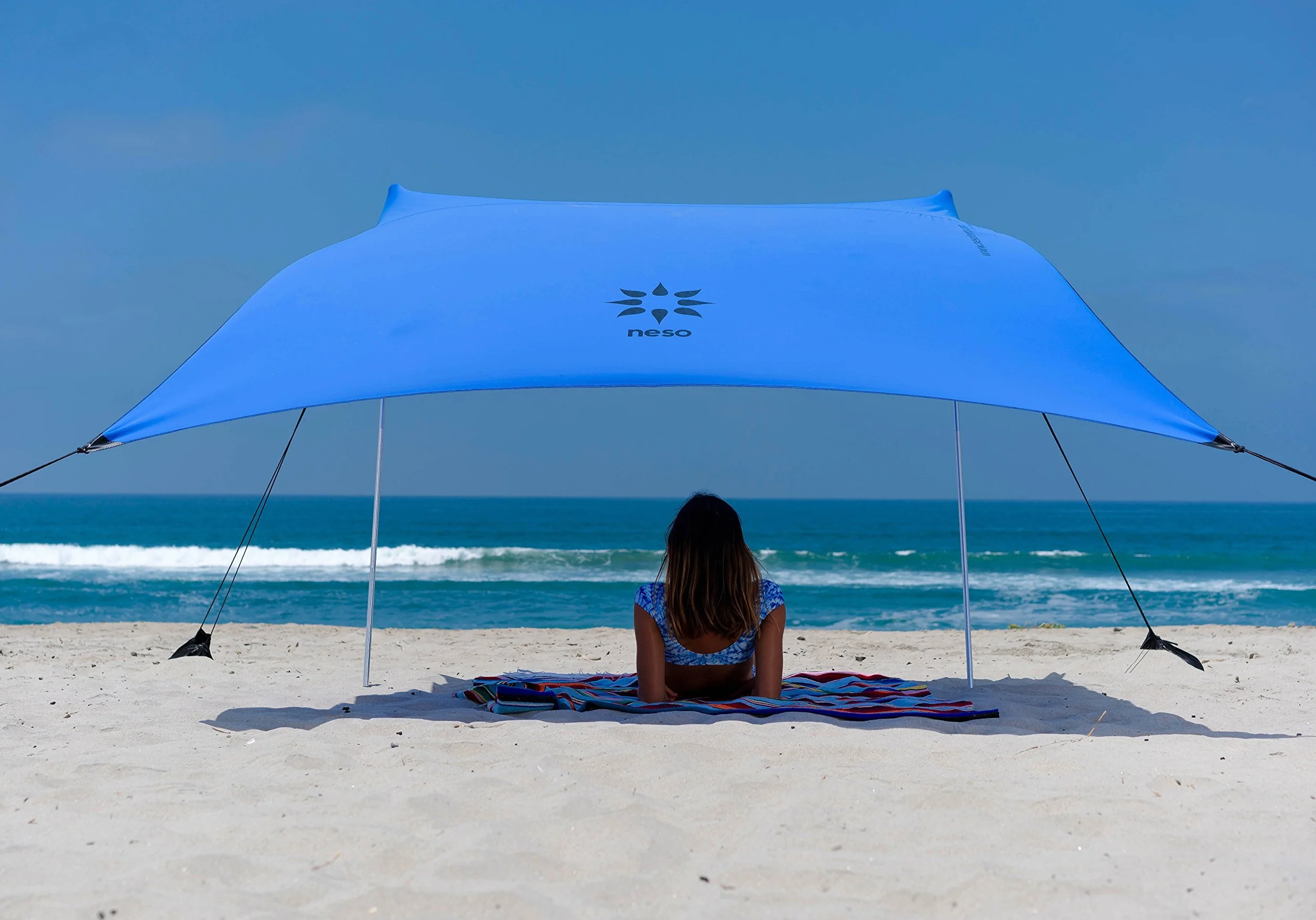 Neso Namioty namiot plażowy z kotwicą piaskową, przenośny baldachim osłona przeciwsłoneczna - 2 x 2 m - opatentowane wzmocnione narożniki, perwinkle blue