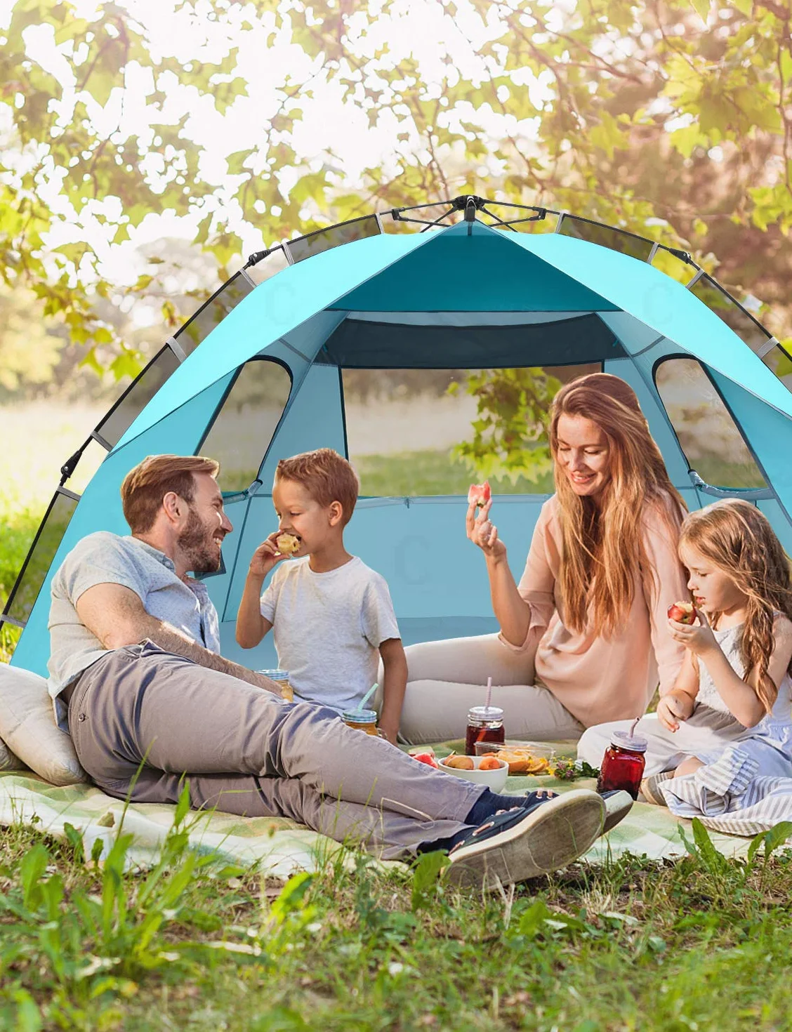 Glymnis Namiot plażowy dla 4-6 osób, duży rozkładany namiot plażowy dla dorosłych, automatyczny namiot plażowy na zewnątrz, przenośny, ochrona przed promieniowaniem UV, schronienie przed słońcem,
