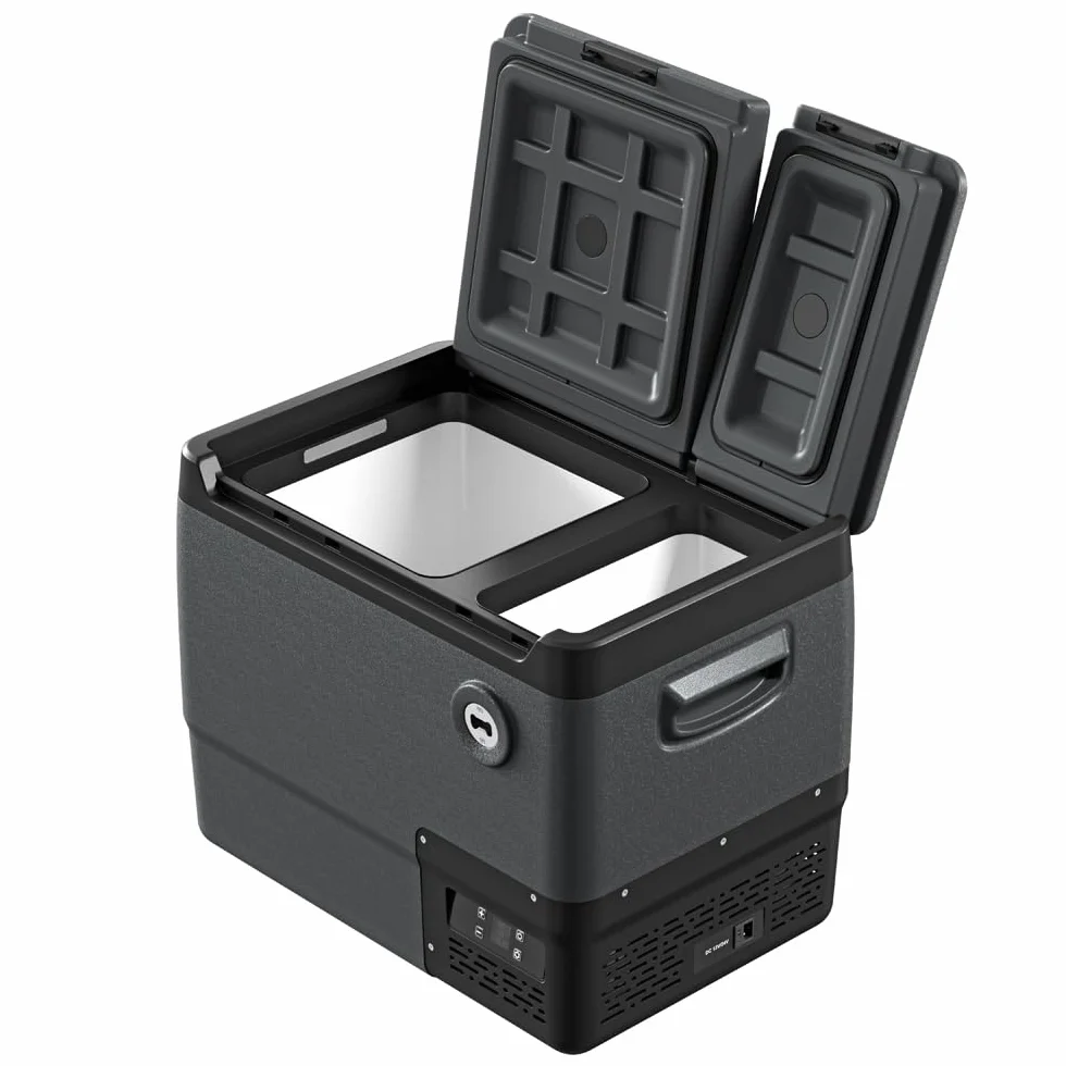 Yolco DX40 Space Grey lodówka kompresorowa 39 l – mobilna lodówka i zamrażarka, sterowanie za pomocą aplikacji, Dual-Zone, praca 12/24 V i 230 V, cicha i energooszczędna, idealna na kemping, do