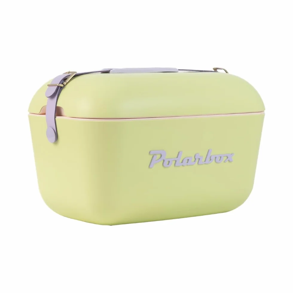 Polarbox Klasyczna retro vintage lodówka na kemping, piknik, plażę, 20 l, limonka/liliowa, limonkowa/różowa