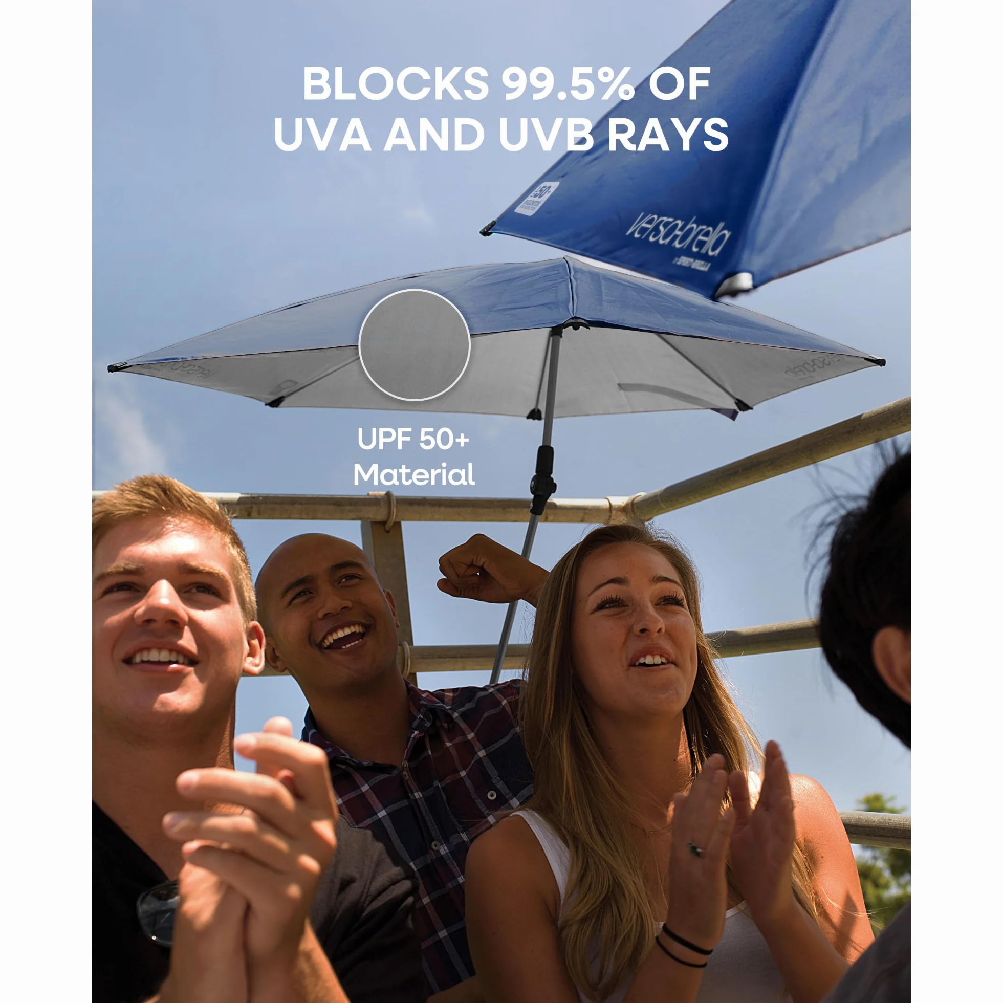 Versa-Brella Regulowany parasol przeciwsłoneczny o 360 stopni, z podszewką UPF 50+, na krzesła, lekki i łatwy w instalacji, 107 cm, na plażę, kemping, taras, do aktywności sportowych i wózków