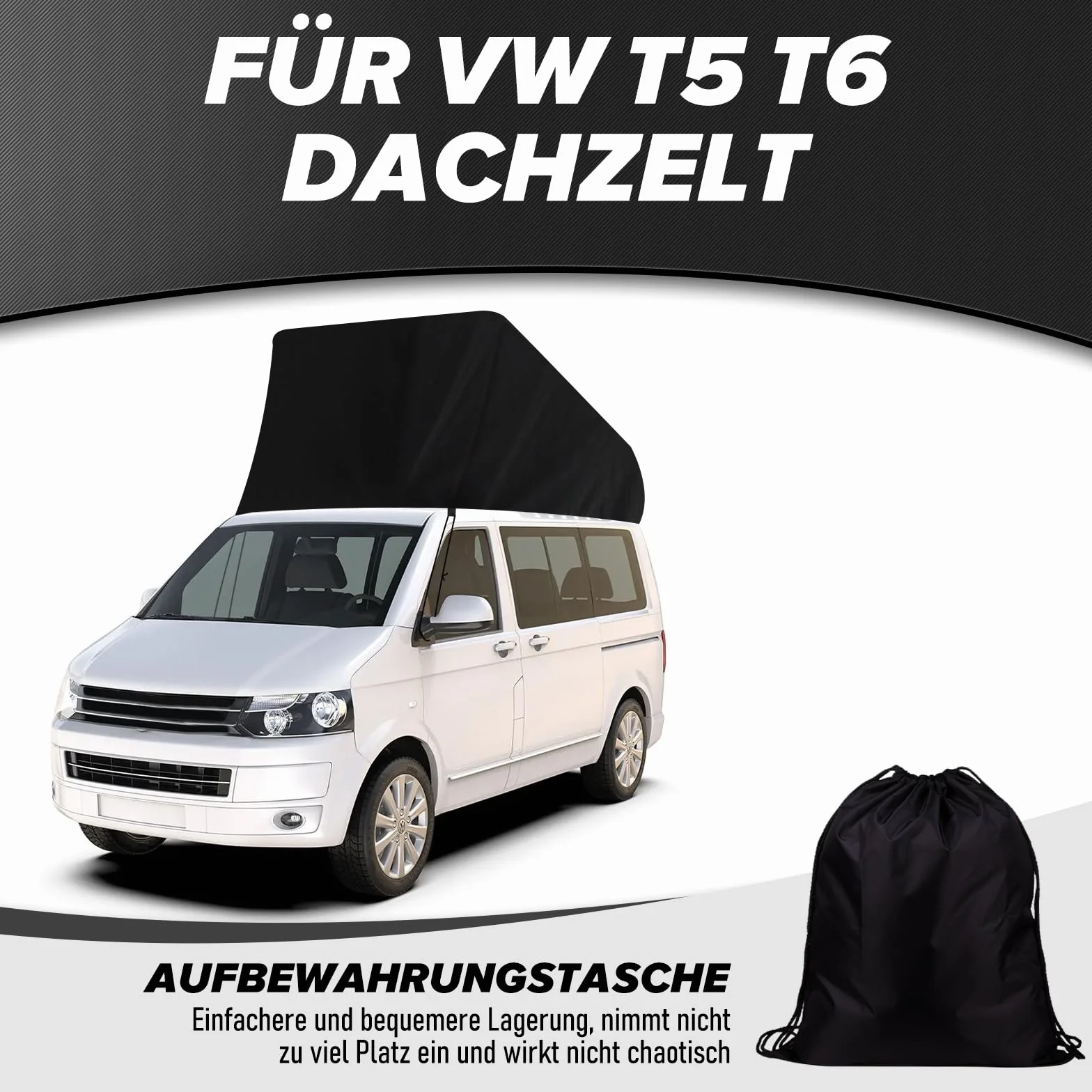 Osłona dachowa, zamiennik do VW T5 T6, tkanina Oxford 600D, czarna, ochrona przed warunkami atmosferycznymi, namiot dachowy Pop Top, namiot dachowy do rozkładanego dachu, na kemping, czapkę,