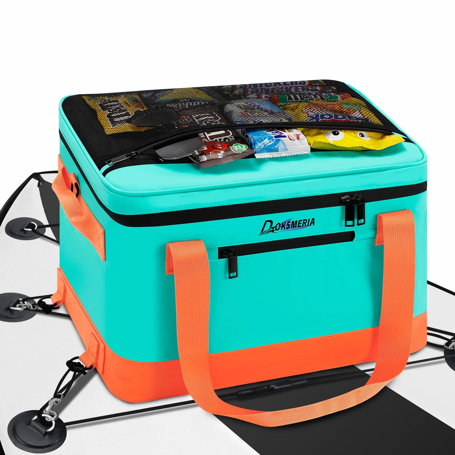 Paddle Board Cooler wodoszczelny, Super Capacity SUP Paddleboard Deck Cooler z paskiem na ramię i 6 elastycznymi klipsami na linki, torba na akcesoria do deski SUP i kajaka