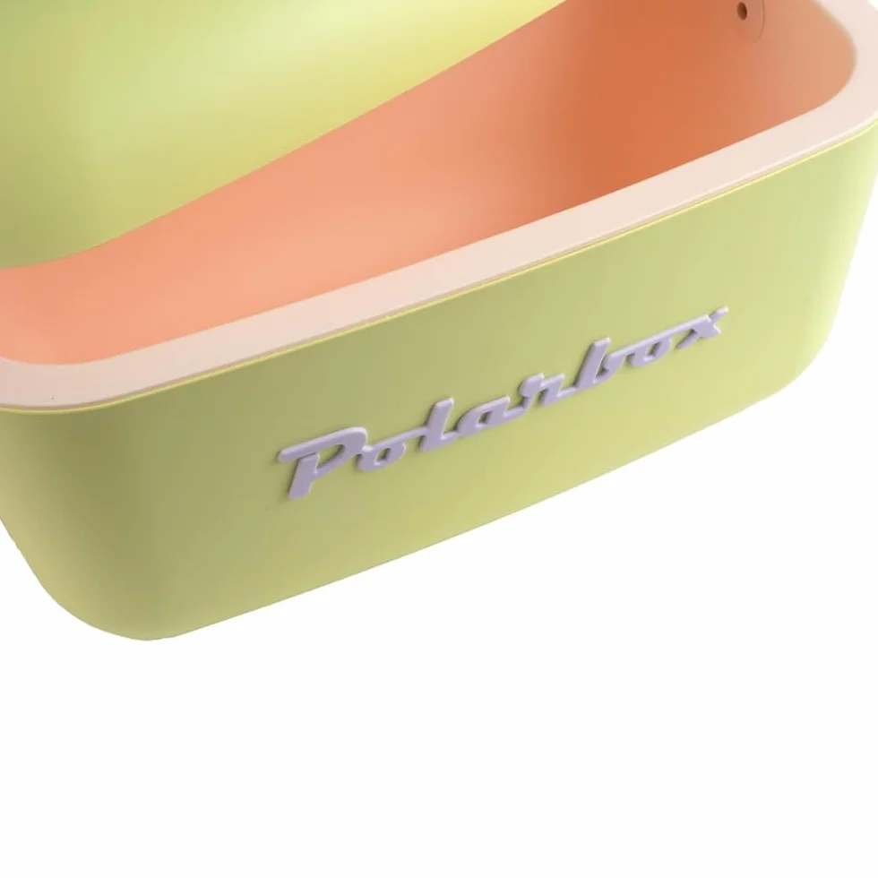 Polarbox Klasyczna retro vintage lodówka na kemping, piknik, plażę, 20 l, limonka/liliowa, limonkowa/różowa