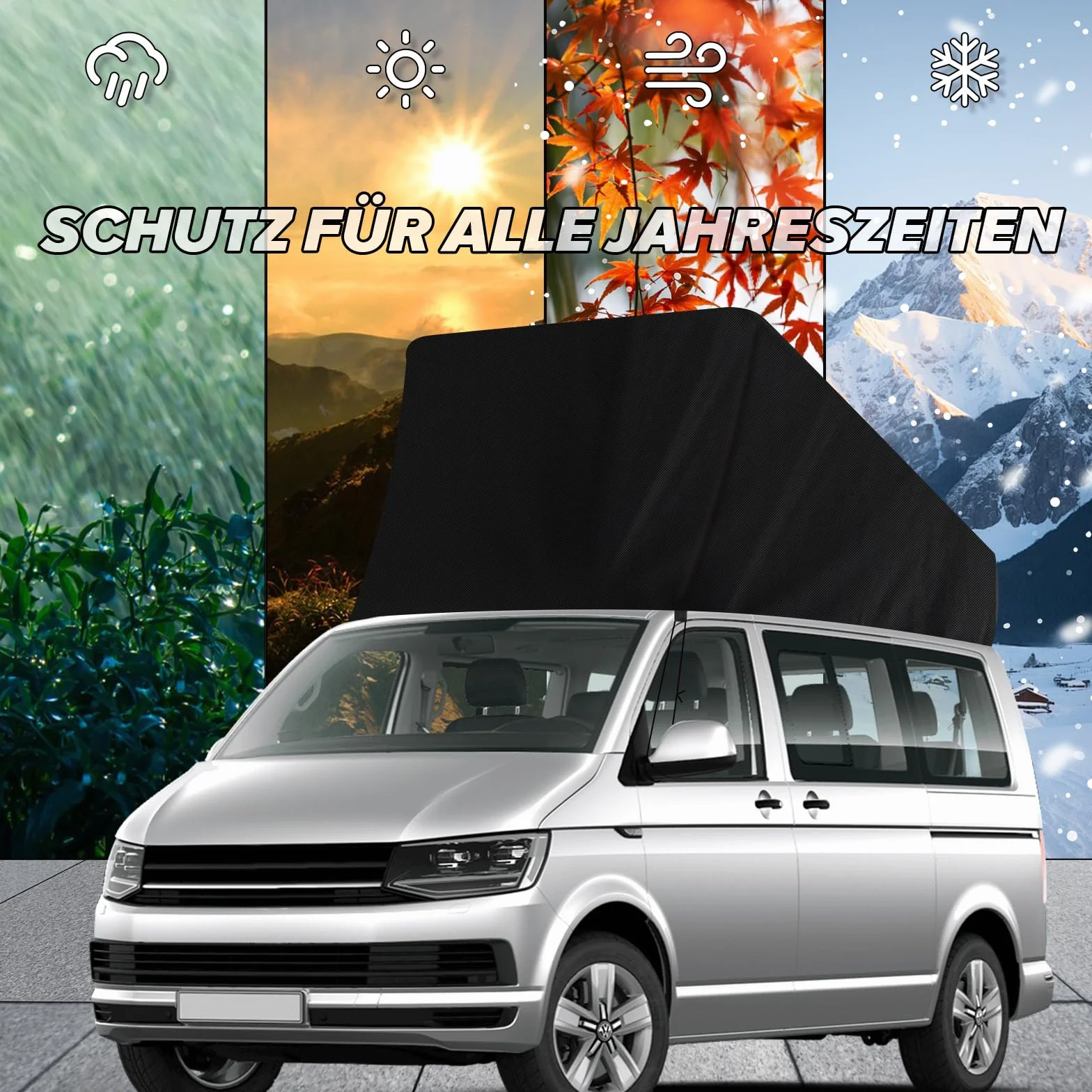 Osłona dachowa, zamiennik do VW T5 T6, tkanina Oxford 600D, czarna, ochrona przed warunkami atmosferycznymi, namiot dachowy Pop Top, namiot dachowy do rozkładanego dachu, na kemping, czapkę,