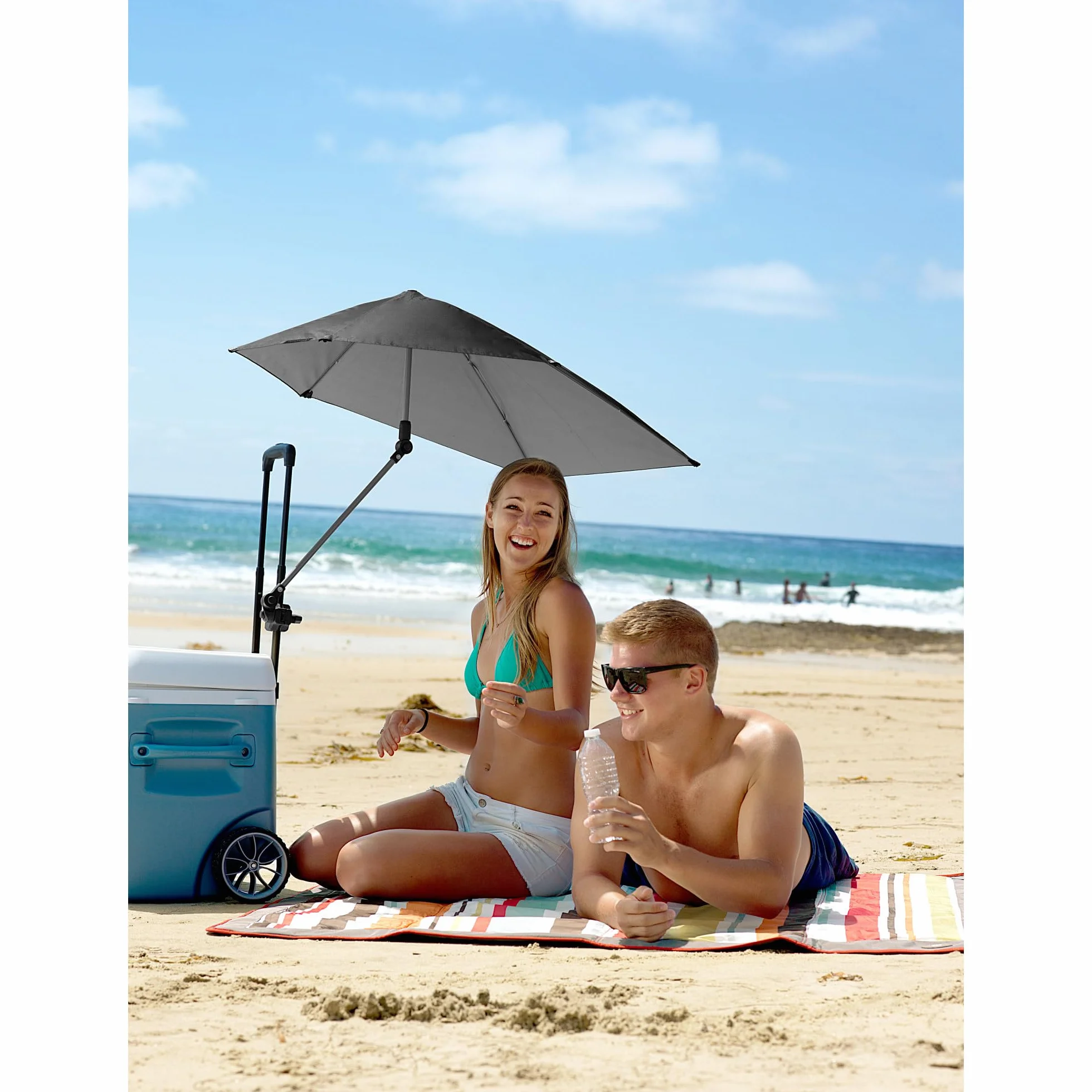 Versa-Brella Regulowany parasol przeciwsłoneczny o 360 stopni, z podszewką UPF 50+, na krzesła, lekki i łatwy w instalacji, 107 cm, na plażę, kemping, taras, do aktywności sportowych i wózków