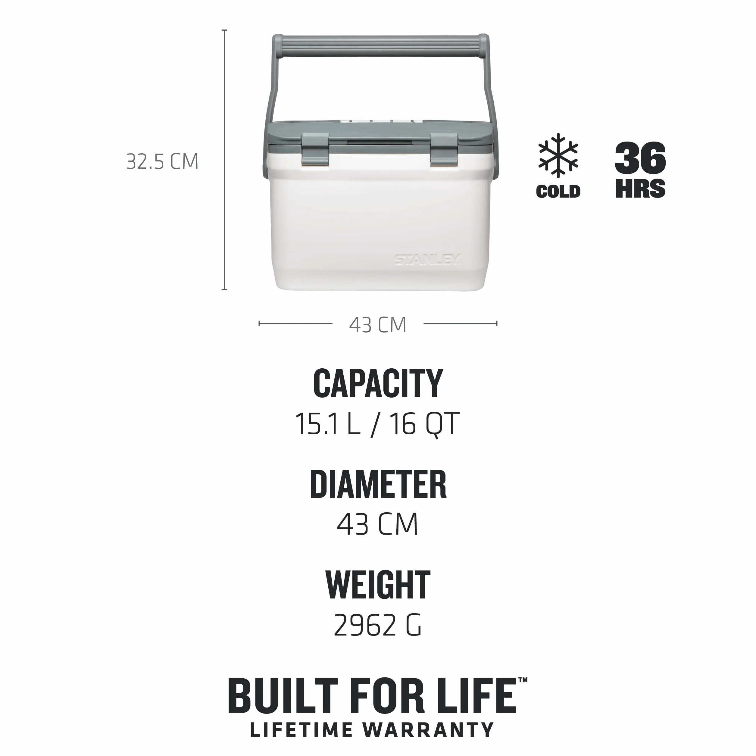 Stanley 1913 Adventure Outdoor Cooler - Podwójne ścianki z izolacją piankową - Bez BPA - Chłodziarka skrzyniowa - Trwała lodówka kempingowa - Wytrzymała lodówka turystyczna