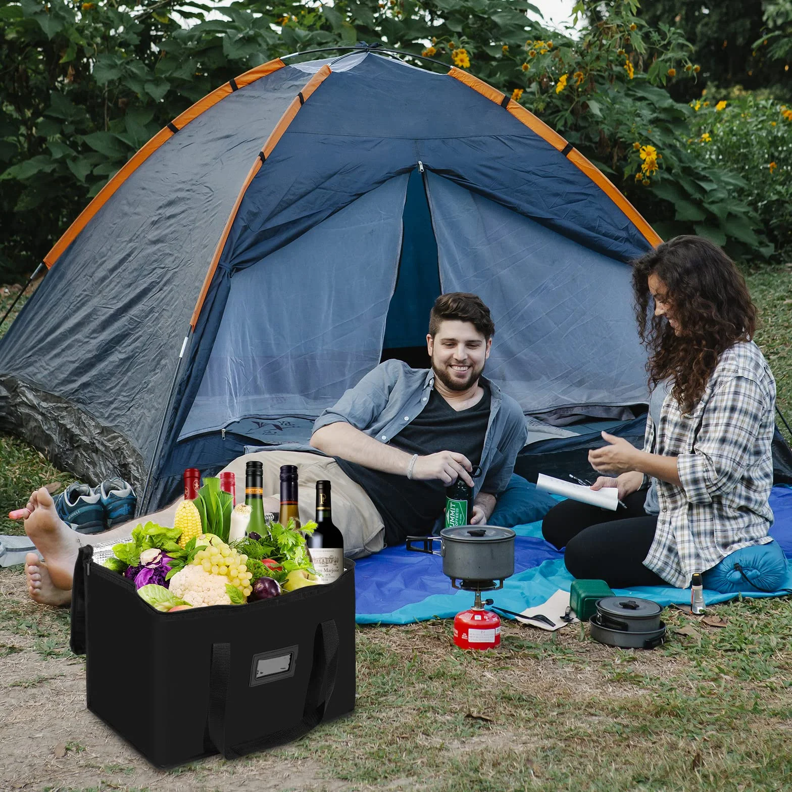 Torba chłodząca, duża, 40 l, trwała, termoizolacyjna, składana, na plażę, zakupy, piknik, kemping, grill, do aktywności na świeżym powietrzu, zamrażania, samochodu, w podróży