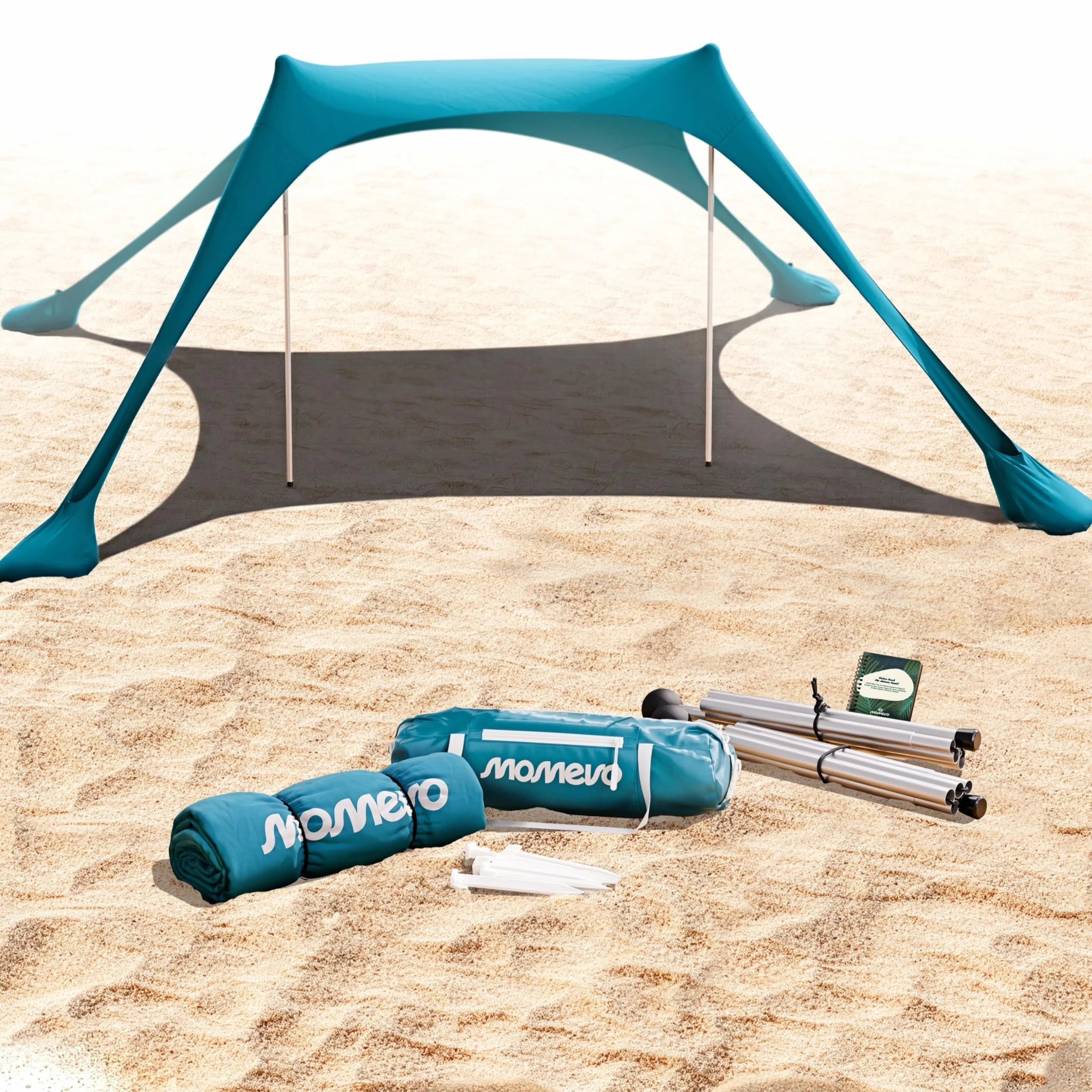 Sunsail Young Family namiot plażowy – żagiel przeciwsłoneczny na plażę z certyfikowaną ochroną UV UPF50+ (do 4 osób, kolor petrolowy)