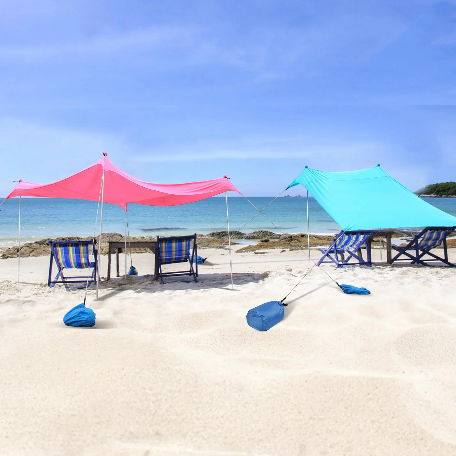 JAICOM Namiot plażowy, 2,1 x 2,1 m parasol plażowy, odporny na promieniowanie UV domek plażowy UPF 50+ z aluminiowymi drążkami, idealny na plaże, pikniki, wędkowanie