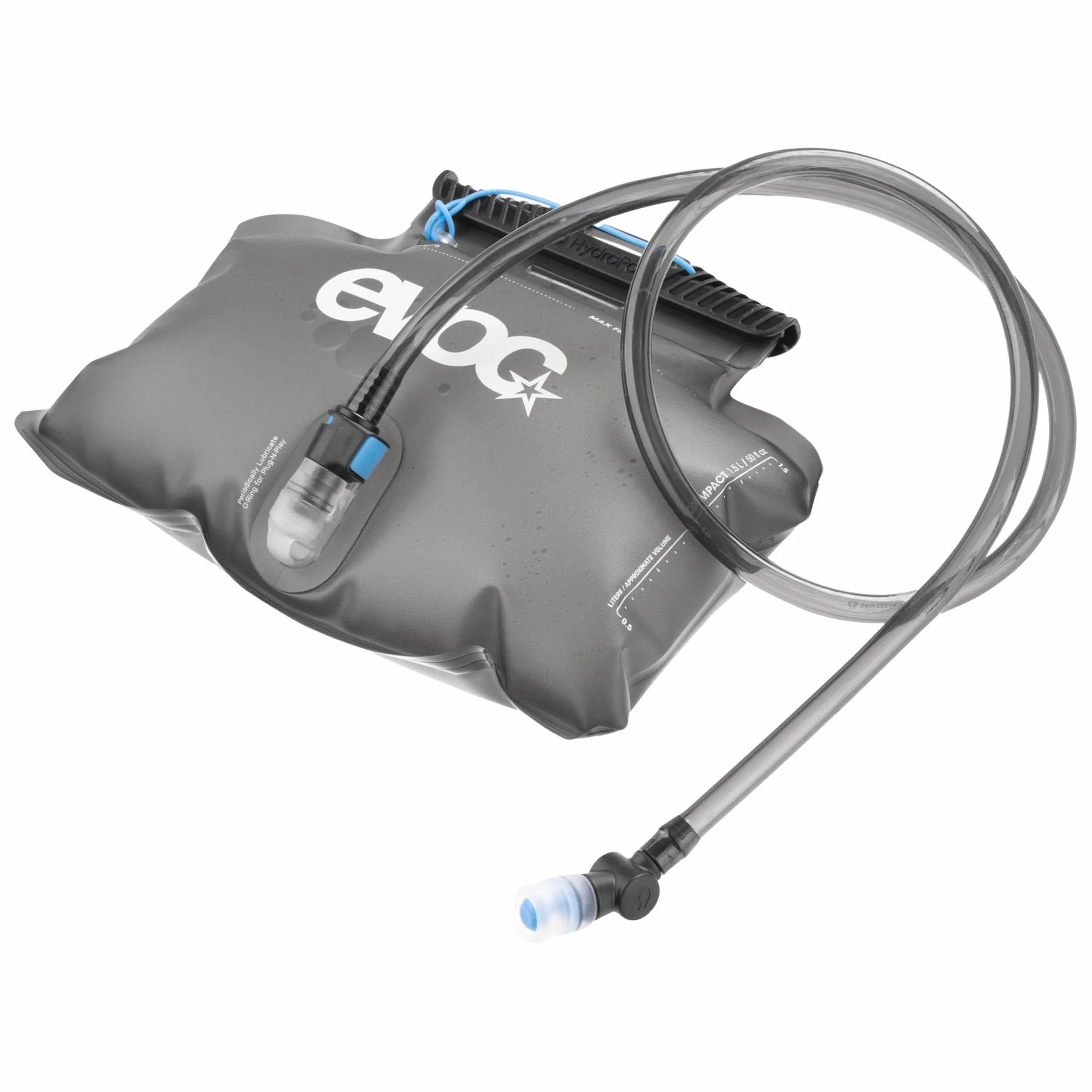 EVOC HYDRATION BLADDER 1.5 (szczelny worek do picia, elastyczna rurka do picia, SLIDE SEAL, wolny od BPA i PVC, pojemność: 1,5 l), Carbon Grey