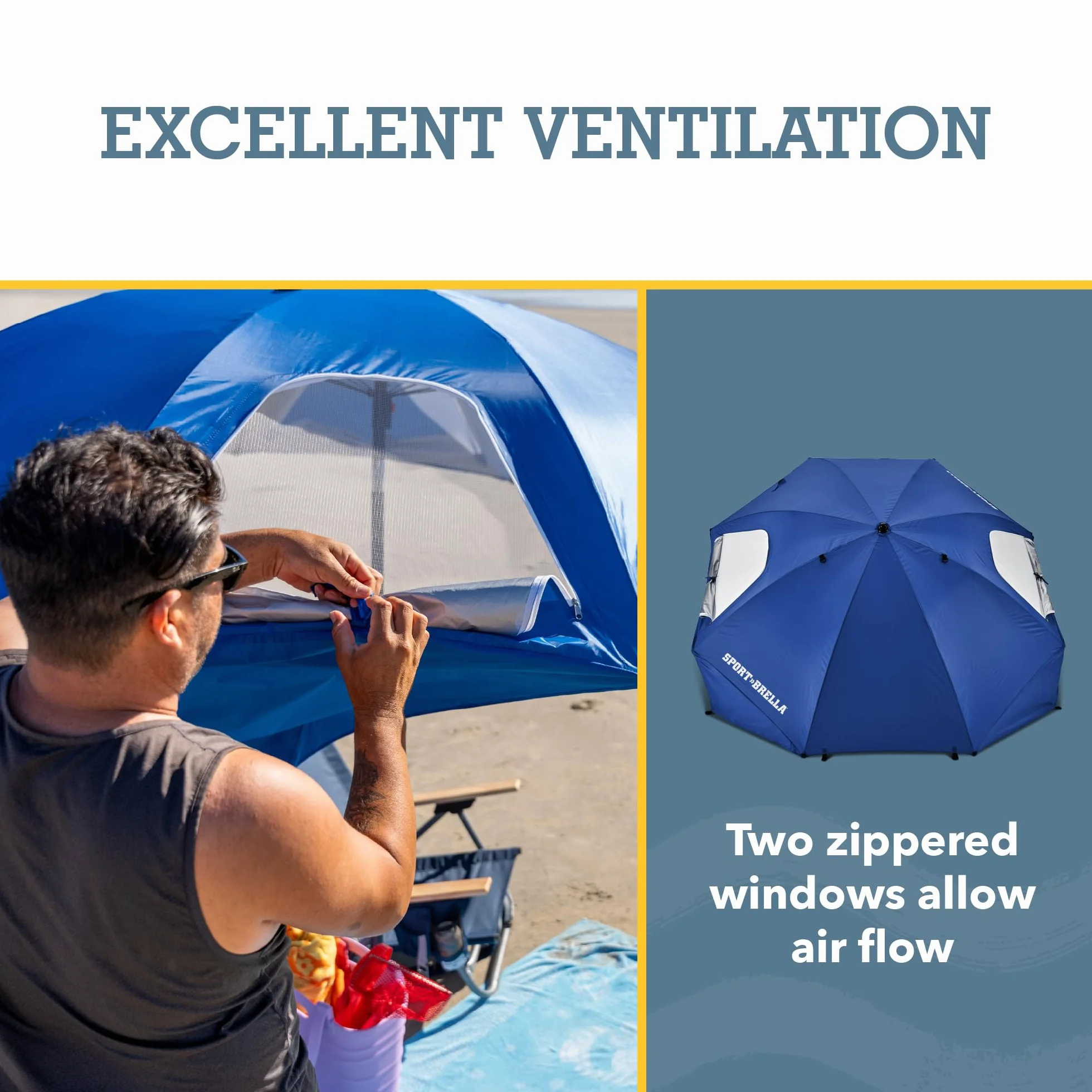 Sport-Brella Premiere UPF 50+ ochrona przed słońcem i deszczem (8 stóp), Premiere Blue