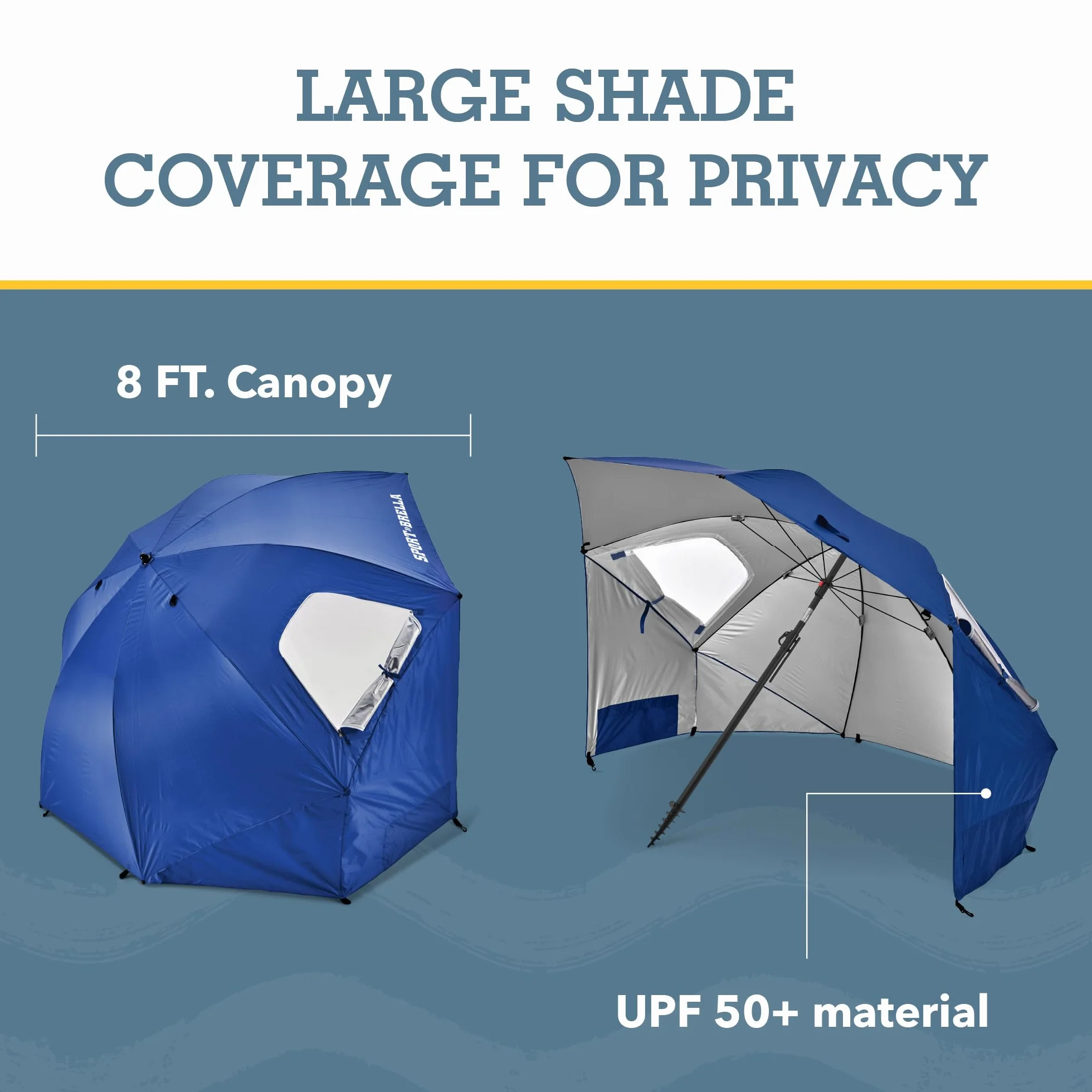 Sport-Brella Premiere UPF 50+ ochrona przed słońcem i deszczem (8 stóp), Premiere Blue