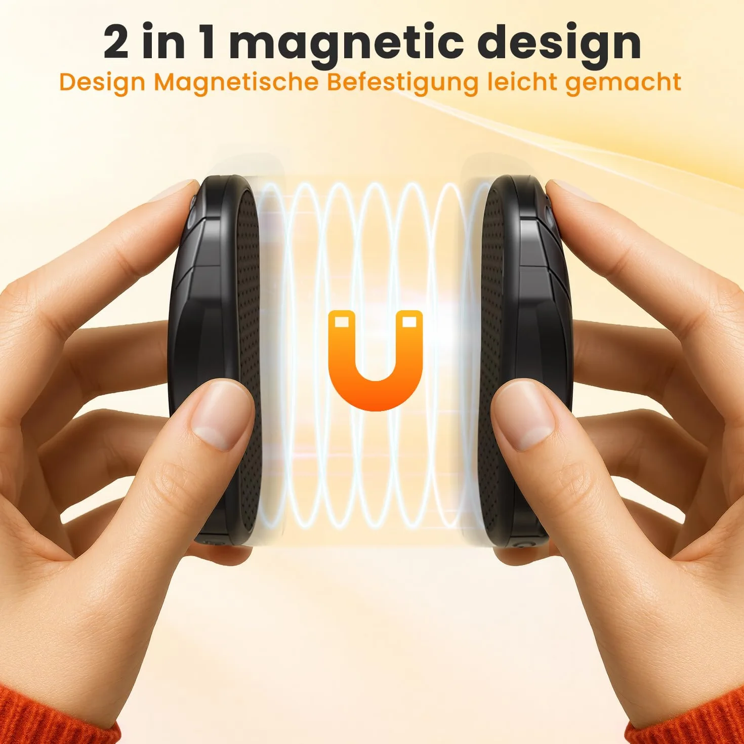 AIUNAOM 2 w 1 Magnetyczne Ogrzewacze- 3 Stopniami Grzania (45°C/50°C/55°C) & Szybkim Nagrzewaniem, 5000mAh, Kompaktowy i Przenośny z Magnesem, na Zewnątrz i do Pracy