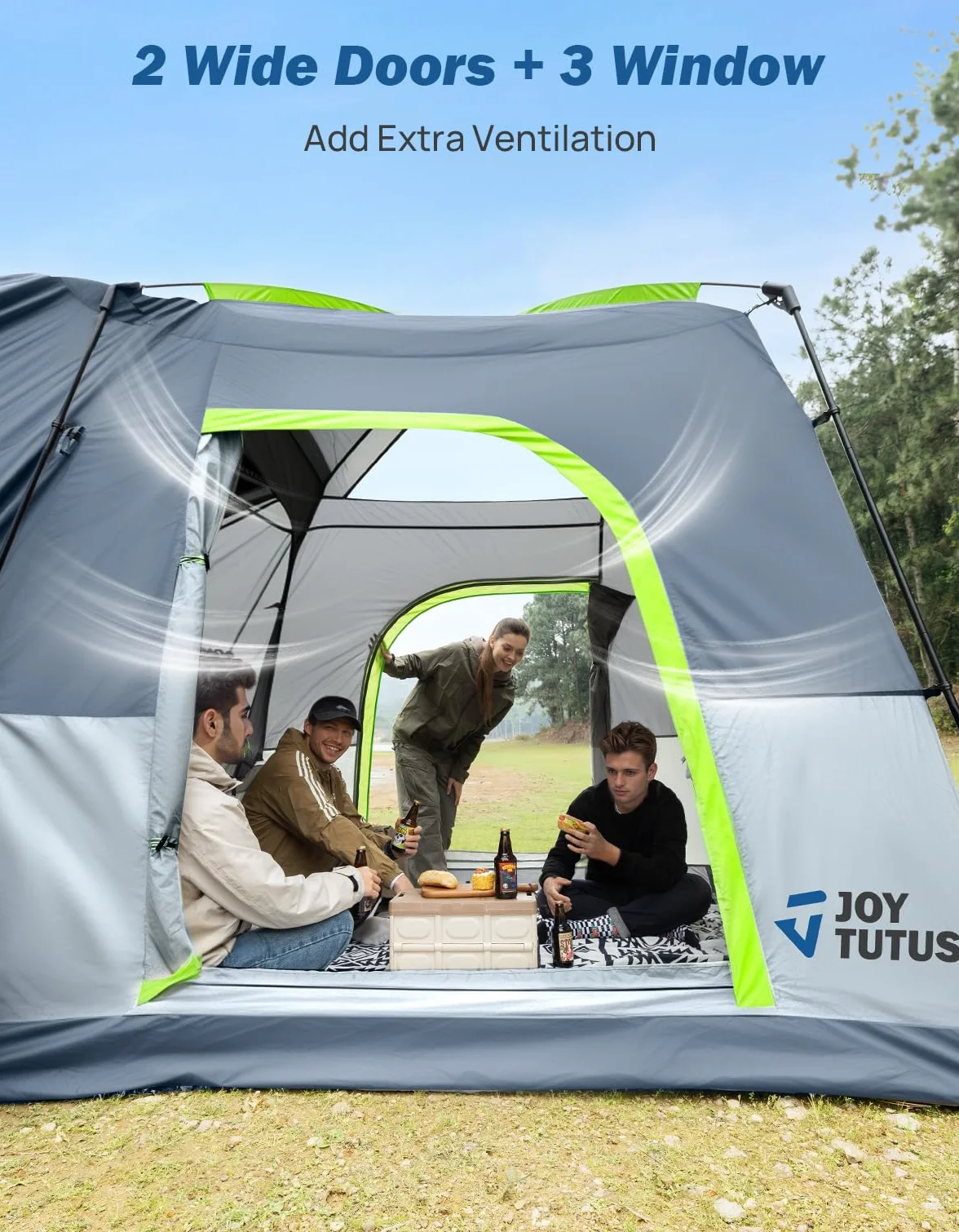 JOYTUTUS Namiot SUV z werandą i markizą na rodzinny kemping, duży namiot samochodowy dla 4-9 osób, podwójny SUV lub kemping z deszczówką, podwójne drzwi, gwiaździste niebo, pasuje do SUV-a, furgonetki
