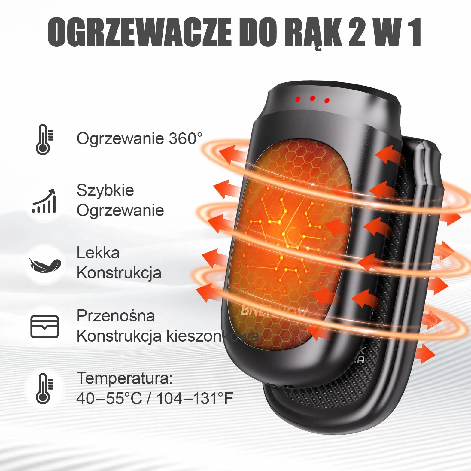2 w 1 Magnetyczne Ogrzewacze 6000mAH do rąk 3 Poziomy ładowania Wielokrotnego Użytku Elektryczne Ogrzewacze do Rąk Przenośne Grzejniki Prezenty dla mężczyzn kobiet i Dzieci